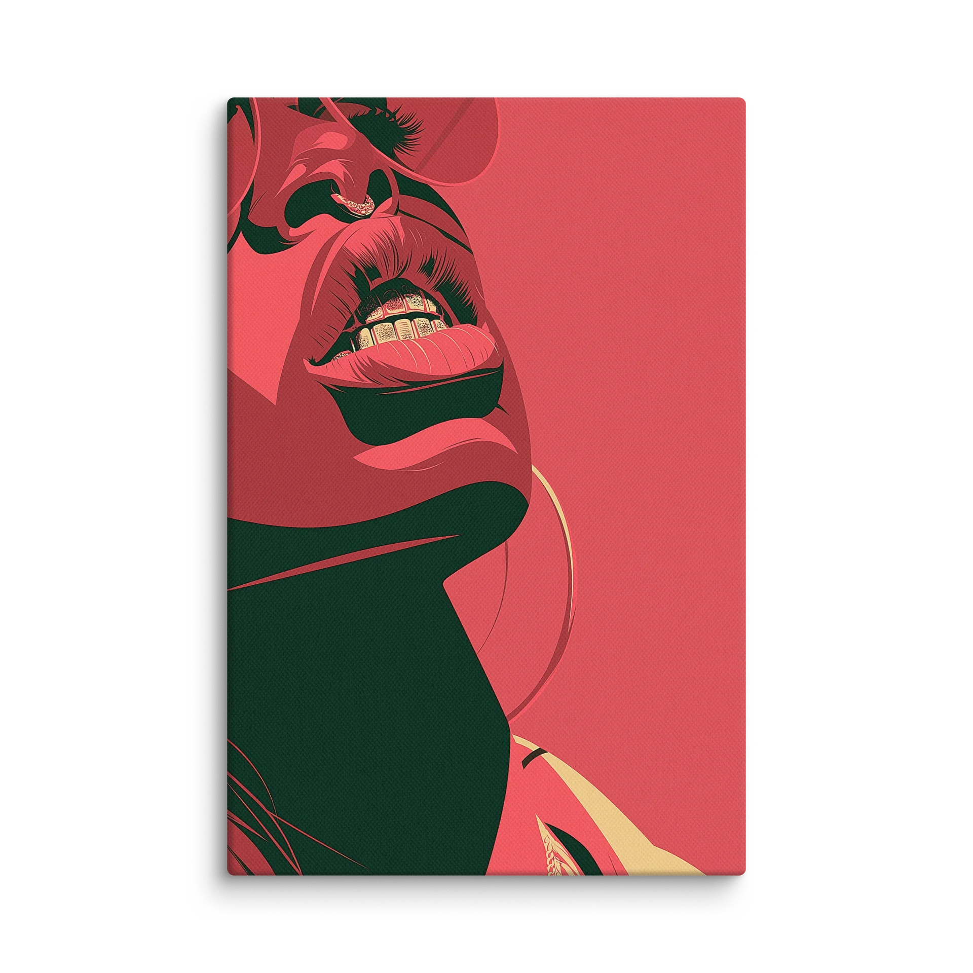 MONA No. 2 CANVAS | Black Woman Wall Art | Gold Grillz Print, Crimson & Gold product image (1)