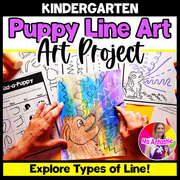 Kindergarten Art Activity Puppy Line Art Lesson Types of Lines Art Project product image (1)