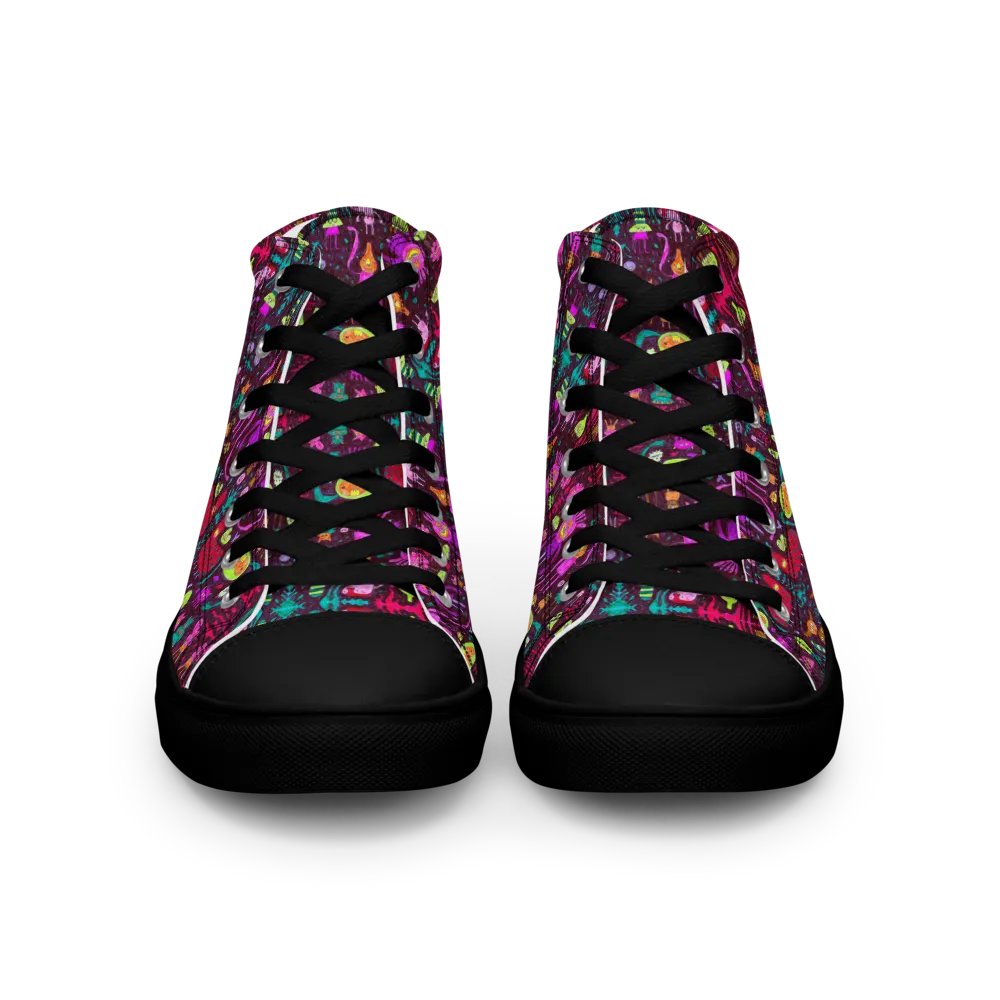 Abstract Darker Doodle Creatures Ladies High Top Canvas Shoes product image (8)