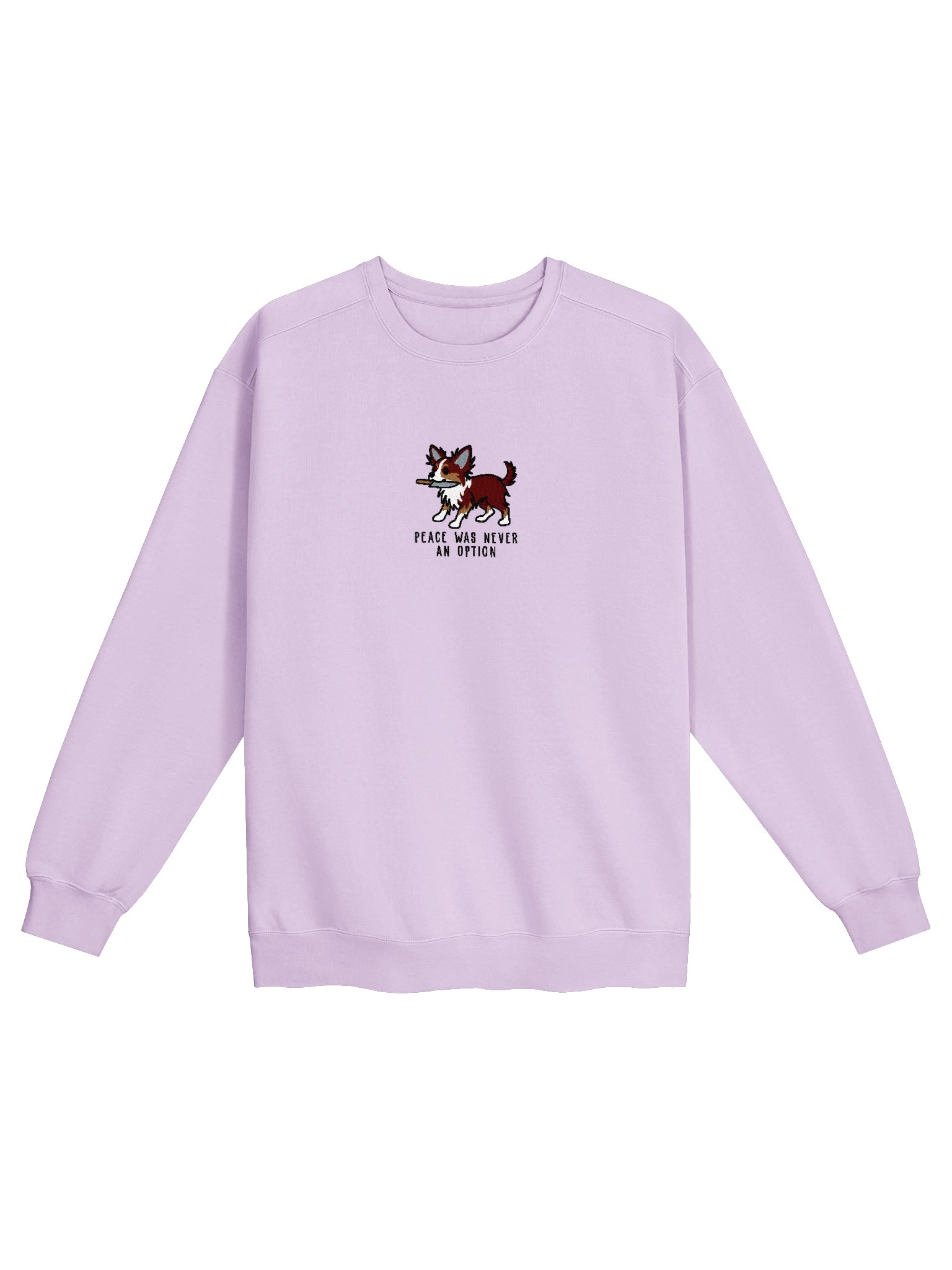 Peace Was Never an Option Funny Chibi-Style Embroidered Premium Sweatshirt for Longhaired Chihuahua(Chocolate) Owners product image (33)