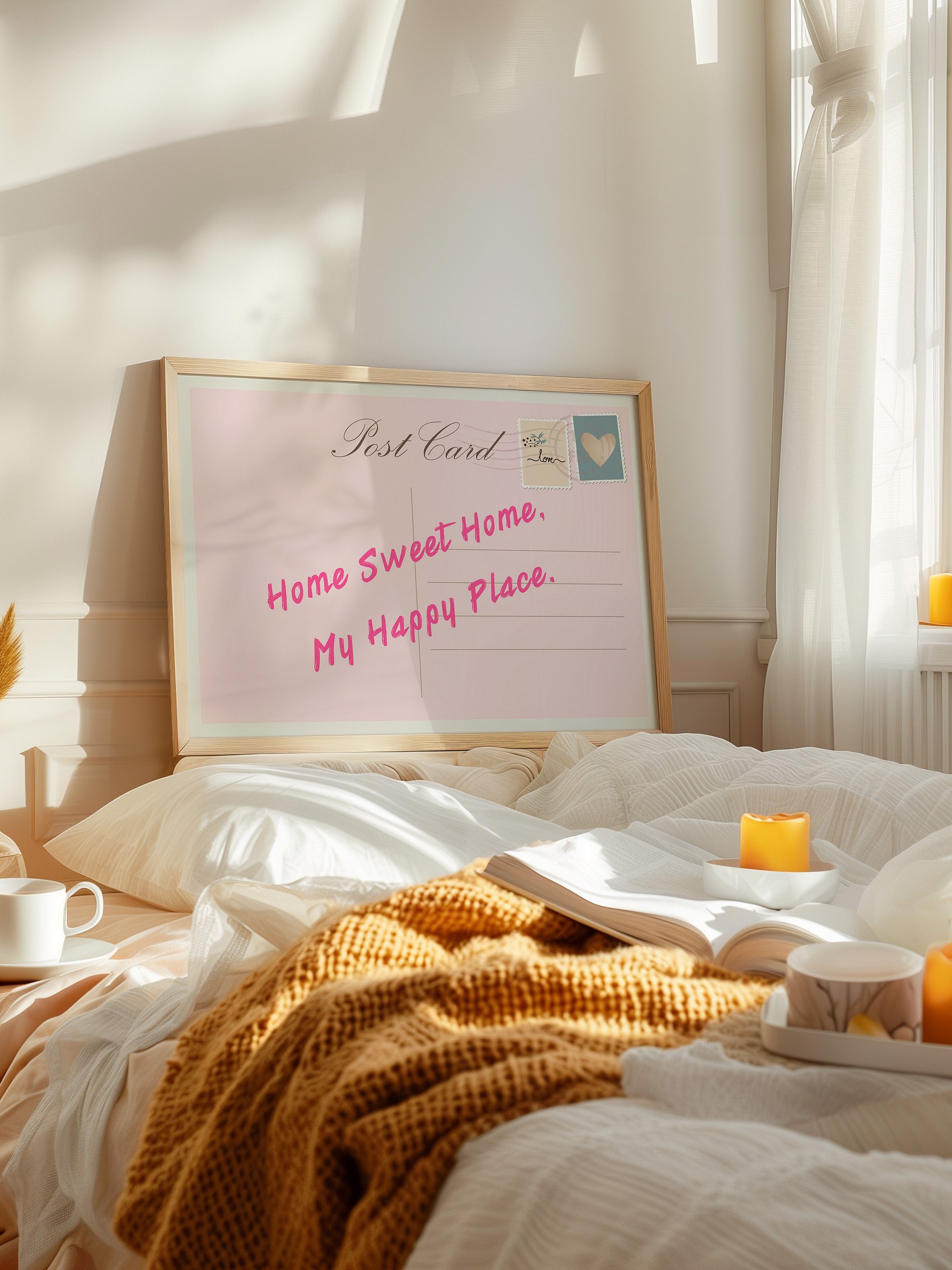 Home Sweet Home My Happy Place Vintage Post Card Wall Art product image (4)