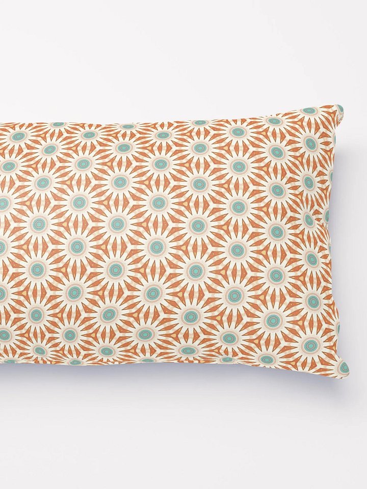Orange Turquoise & Cream Floral Pillow product image (2)
