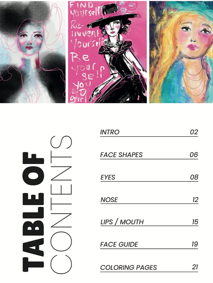 How to Draw Faces - Step By Step Illustrated Book with Coloring Pages (Downloadable/Printable eBook) product image (2)