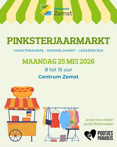 Maandag wordt Zemst weer één grote gezellige bedoening 🎉🐾

Op 25 mei vind je ons terug op de Pinksterjaarmarkt van Zemst, tus...