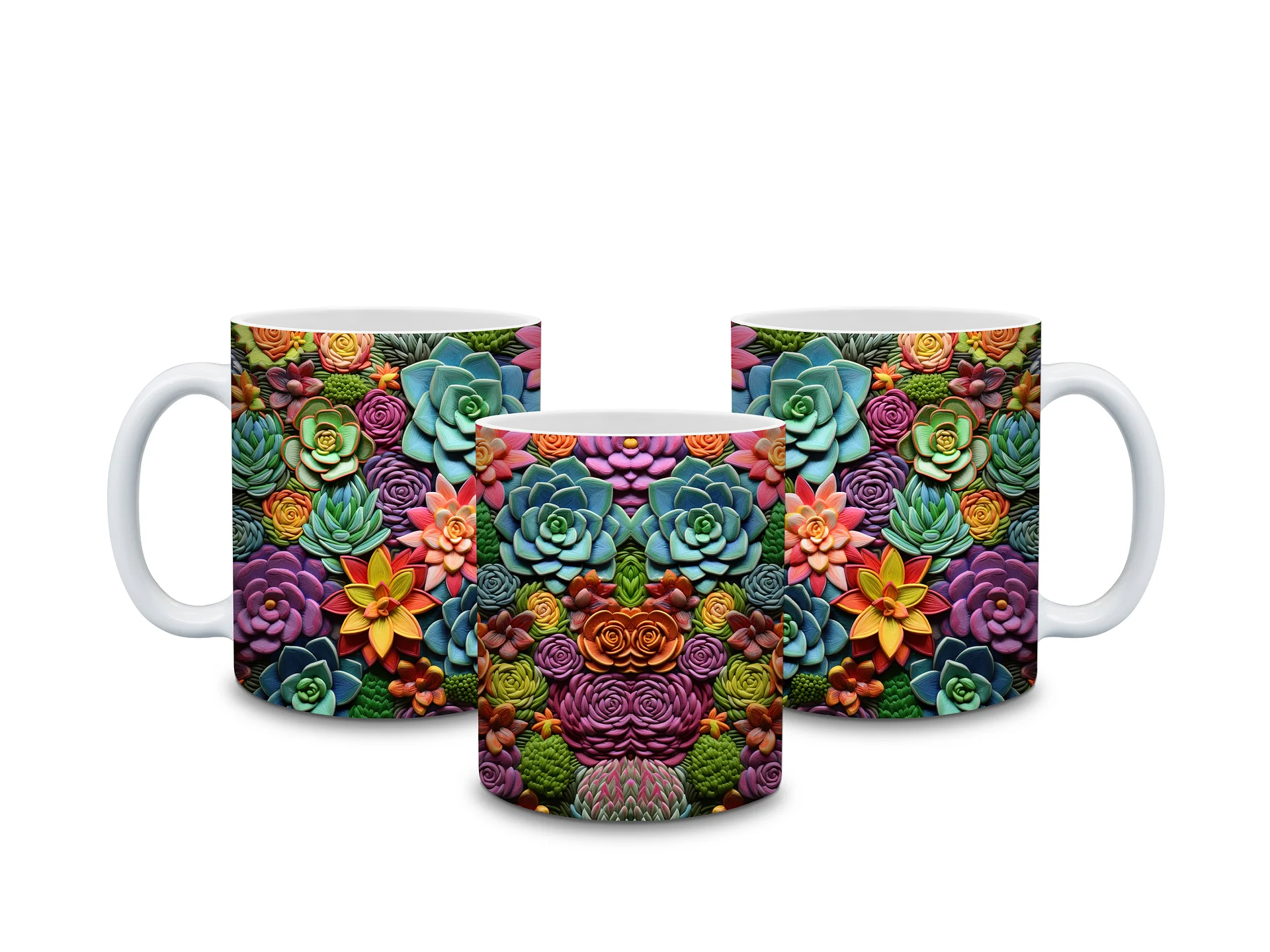 Succulent Garden 11oz Coffee Mug – Vibrant Succulent Plant Design Ceramic Cup – Perfect for Plant Lovers and Unique Gifts product image (4)