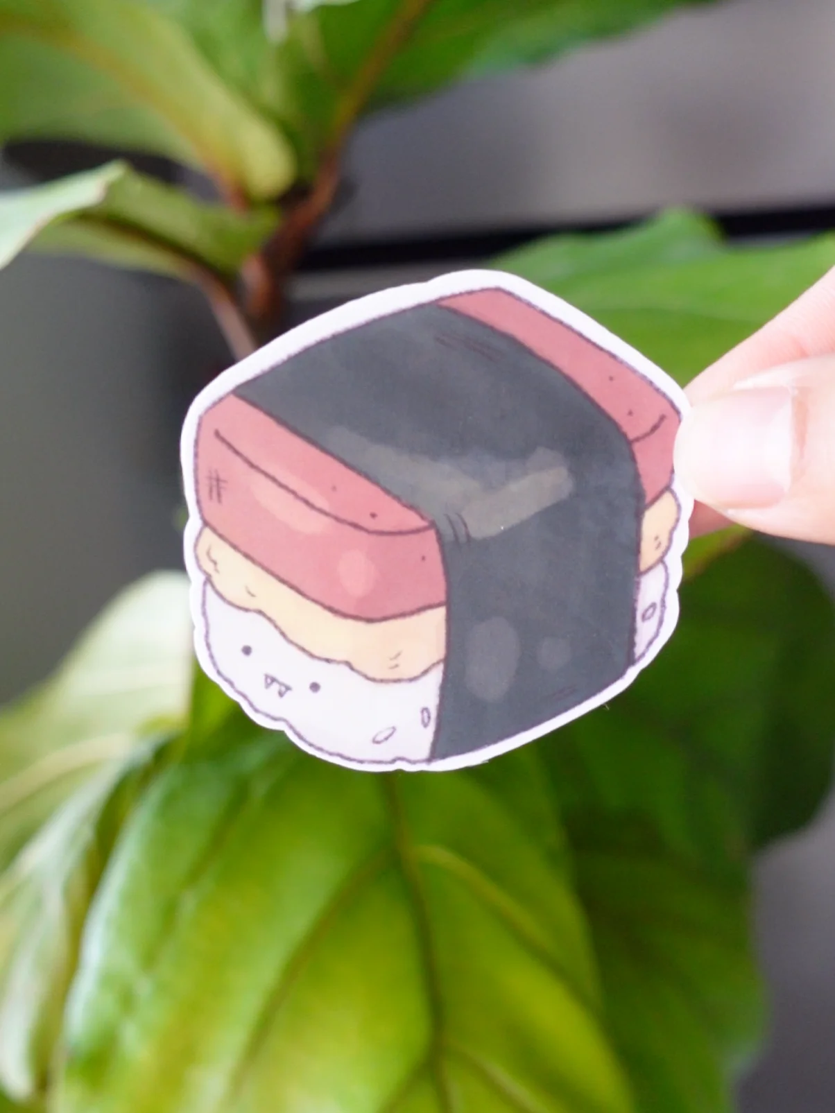 Spam Musubi with face vampire fangs Waterproof Vinyl sticker product image (1)