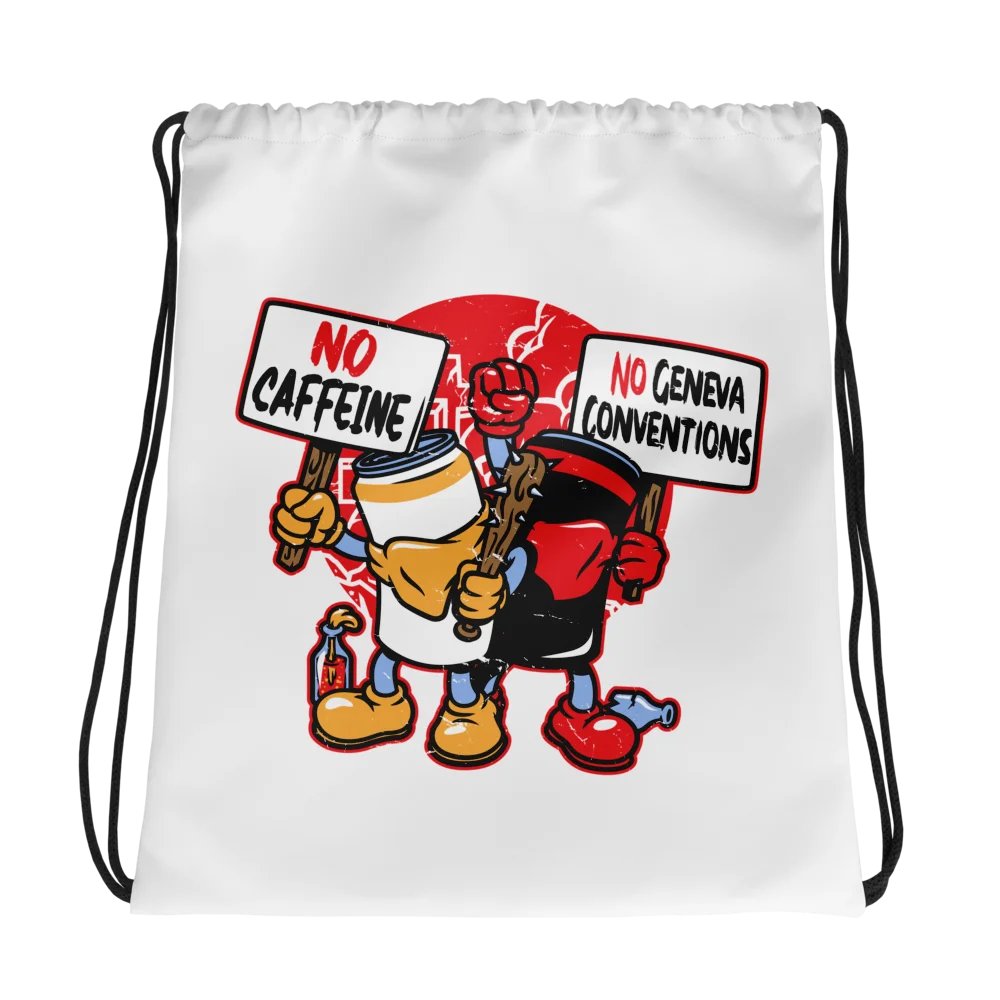 No Caffeine No Geneva Conventions Drawstring Bag product image (1)