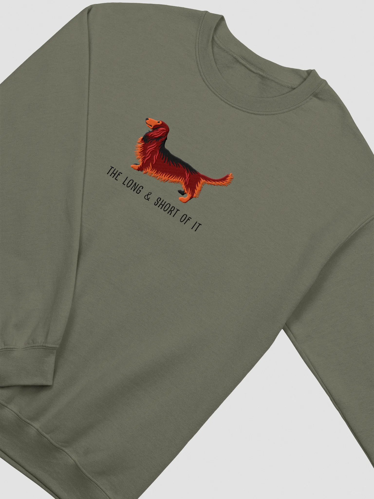 The Long & Short of It Sweatshirt (Embroidered) of a Longhaired Dachshund(Red) product image (6)