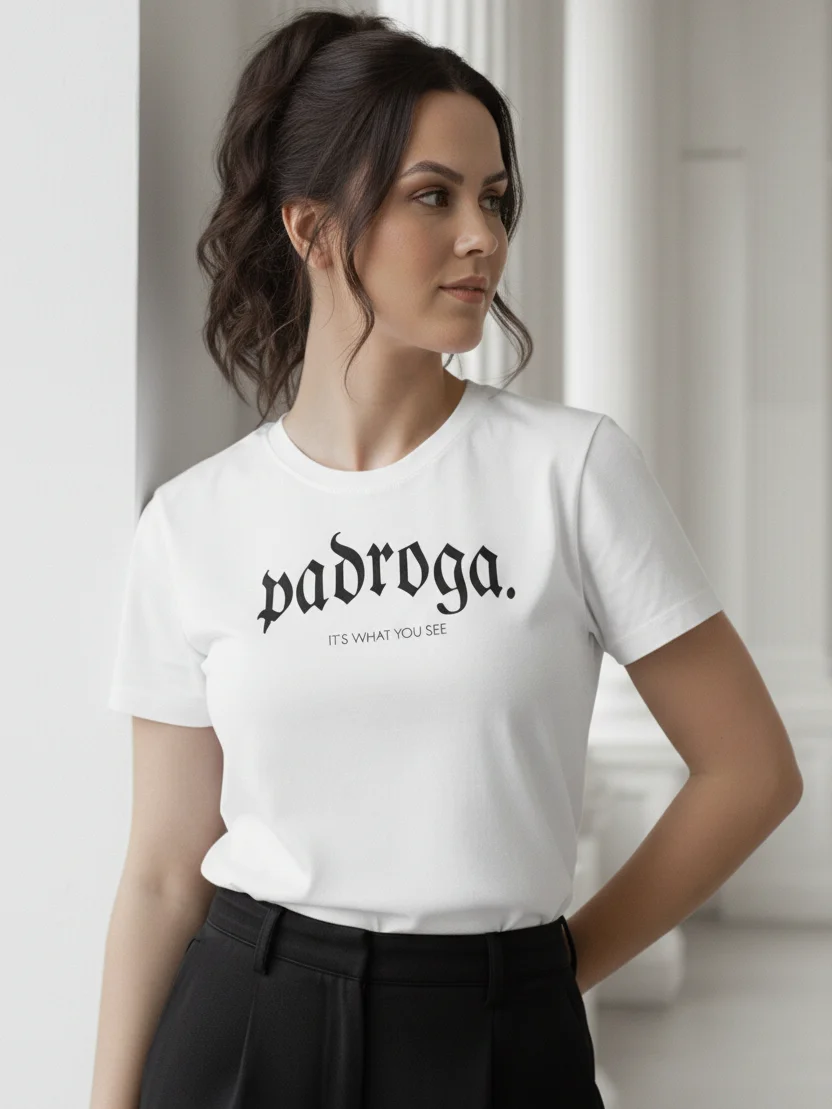 padroga. essentials black tshirt arc logo product image (11)