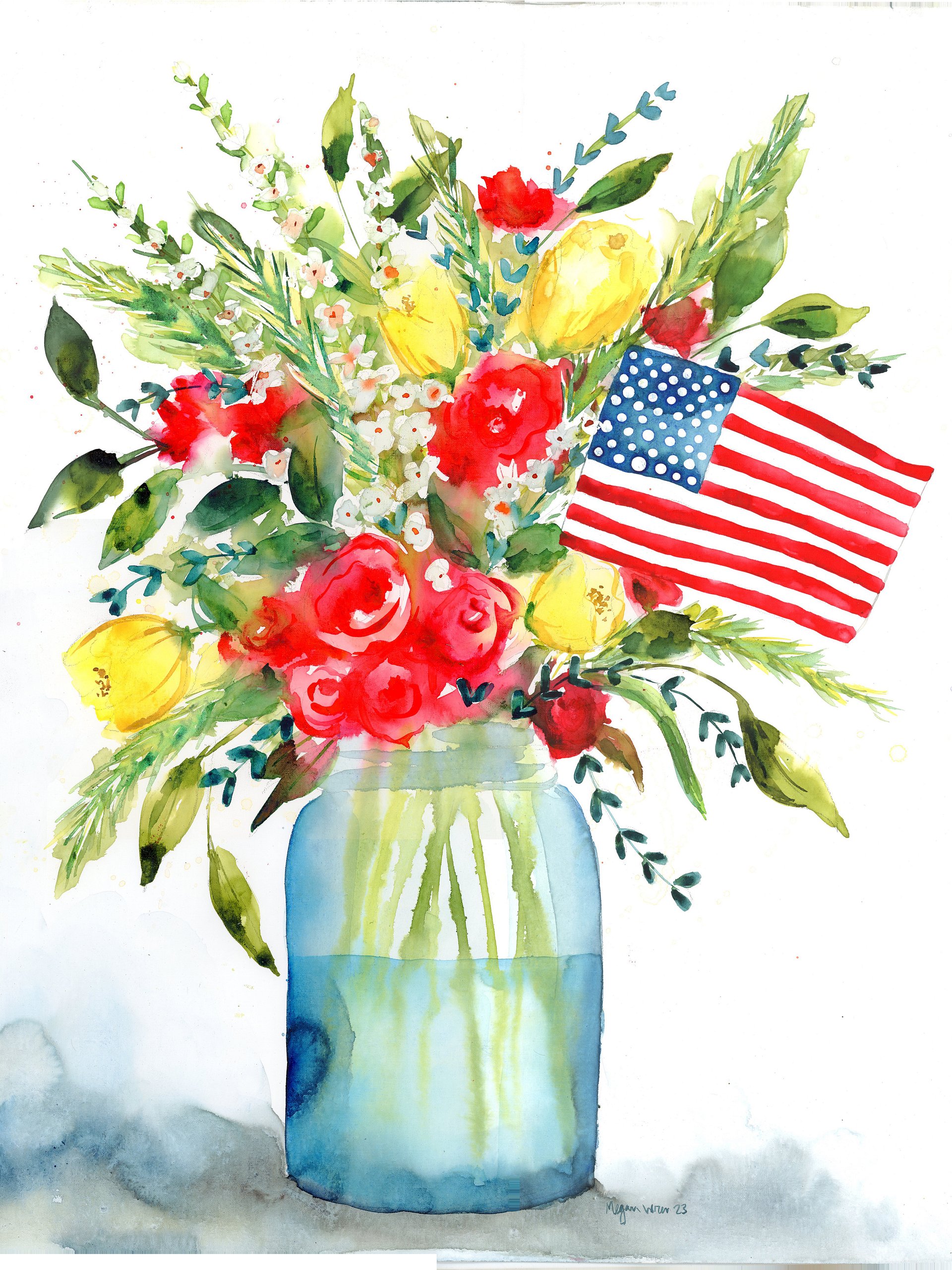Floral Watercolor Print - Red, White & Bloom product image (2)