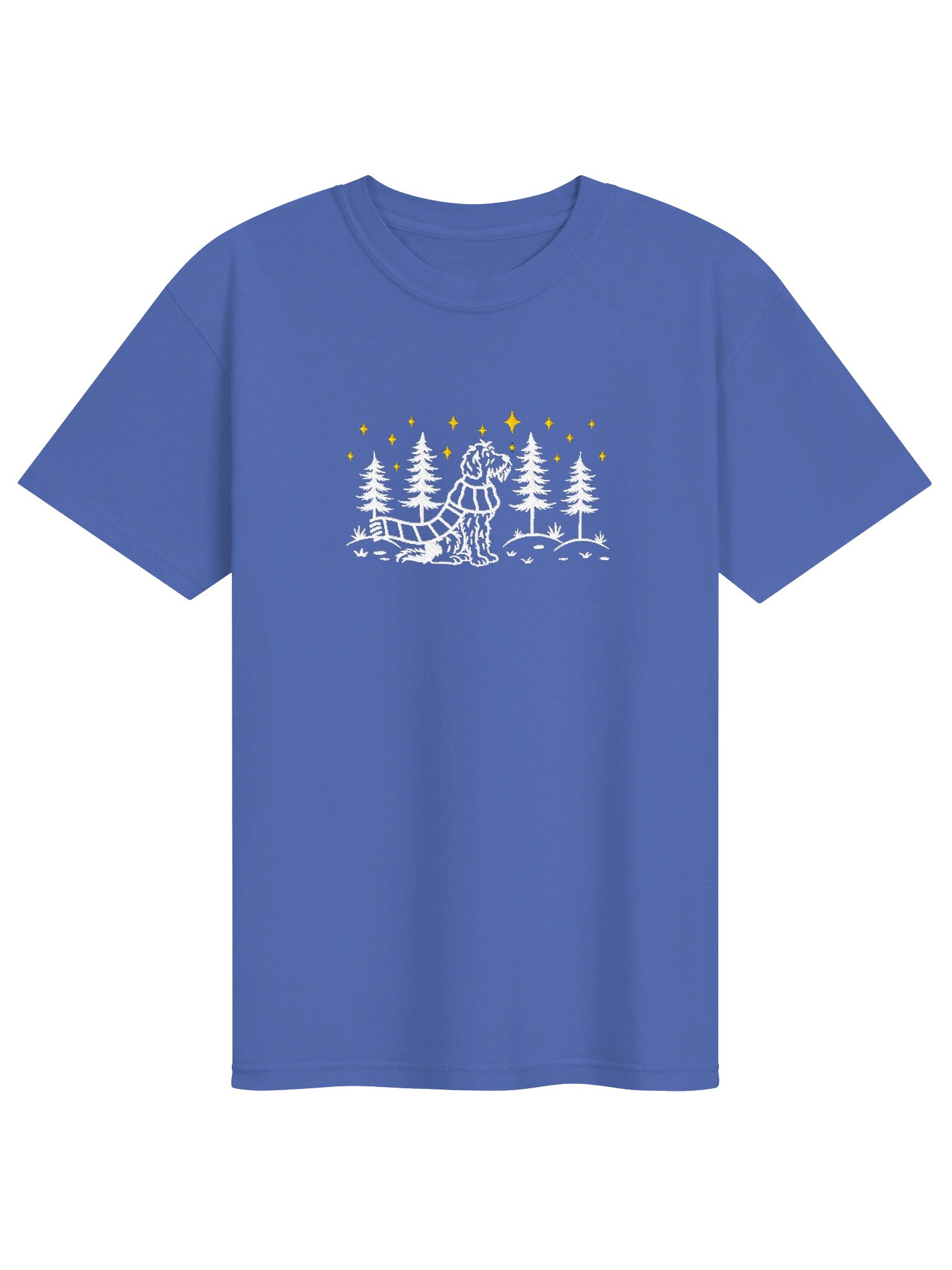 German Wirehaired Pointer Winter/Christmas Line Art Design Embroidered T-Shirt product image (55)