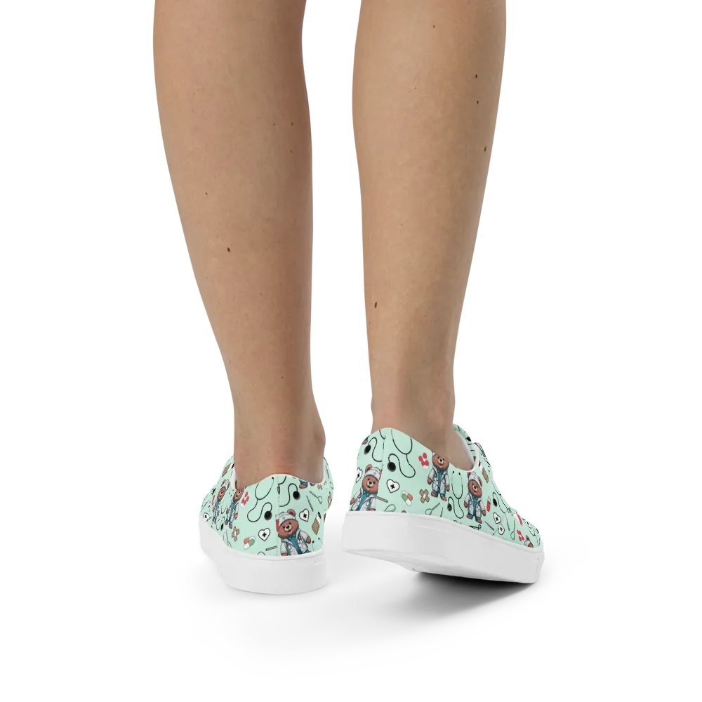 Cute Medical Bears Lace-up Canvas Shoes (Green) product image (3)