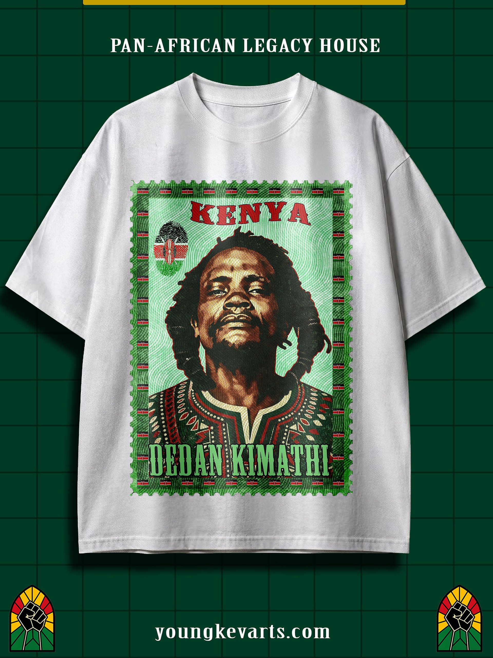 Dedan Kimathi Vintage Postage Stamp T-Shirt | Kenya Mau Mau History Tee | Pan-African Kenya Freedom Fighter product image (1)