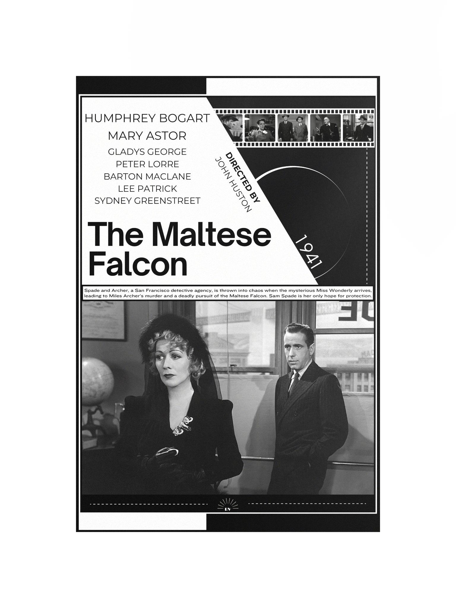 The Maltese Falcon with Humphrey Bogart, Peter Lorre and Mary Astor 1941 | Movie Poster | 12x18 Wall Art product image (4)
