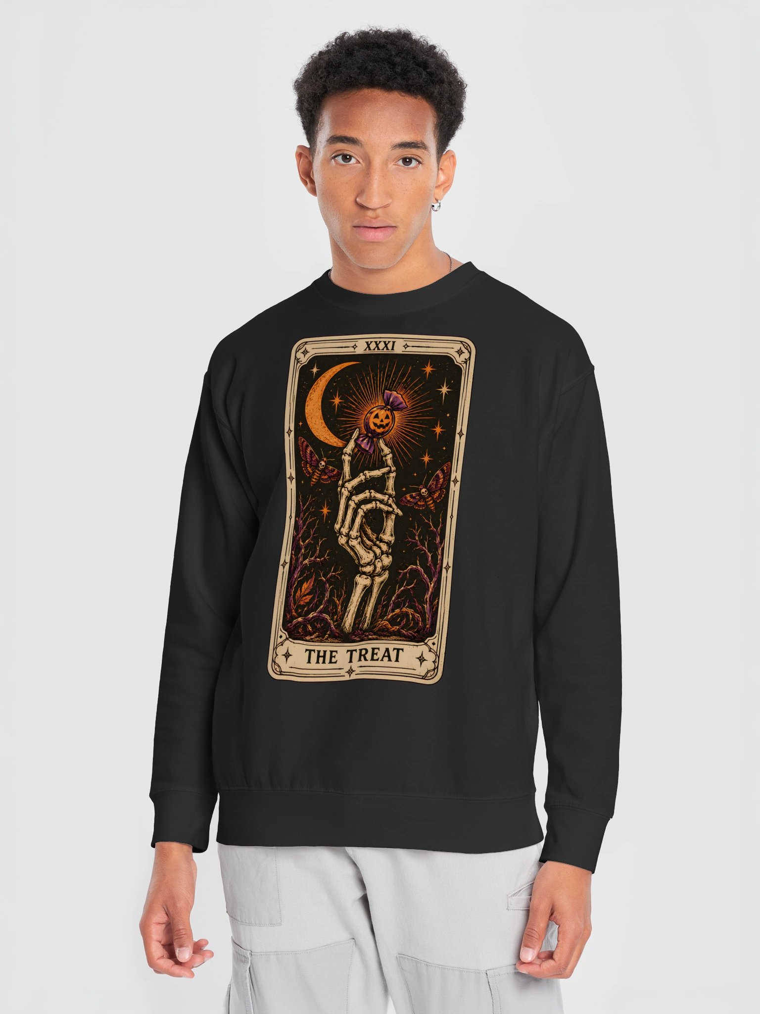 “The Treat” Tarot Card Skeleton Sweatshirt product image (6)