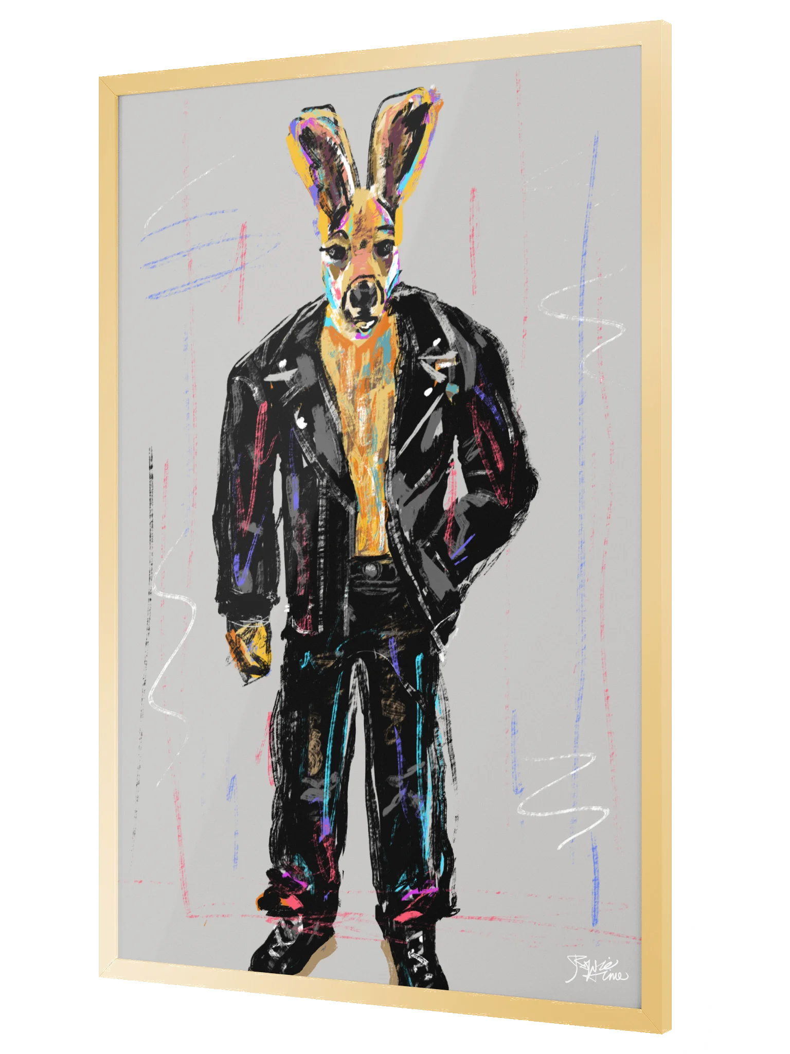 Framed Poster Wall Art: Biker Kangaroo product image (3)