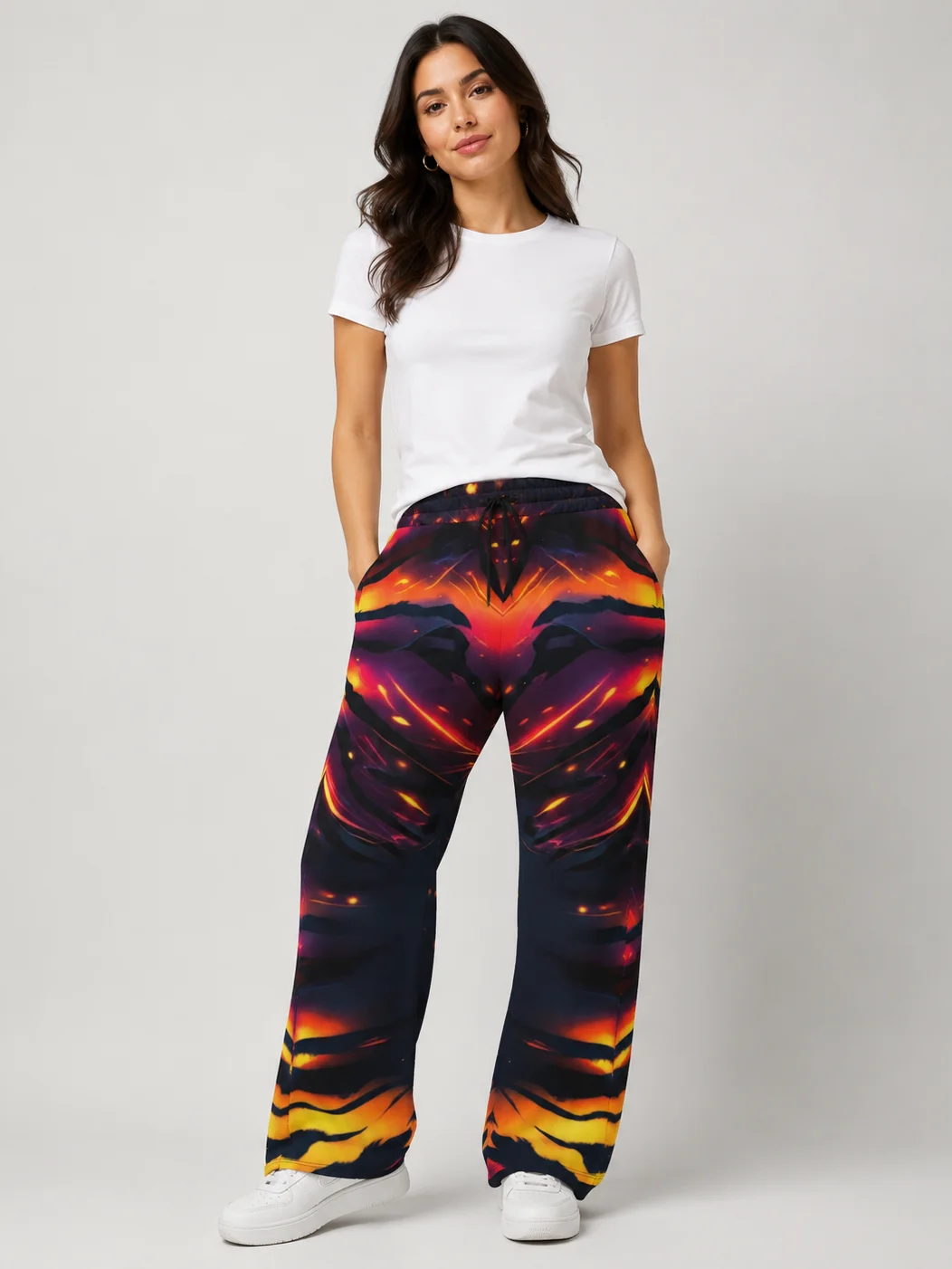 Neon Flame Wide-Leg Joggers product image (1)
