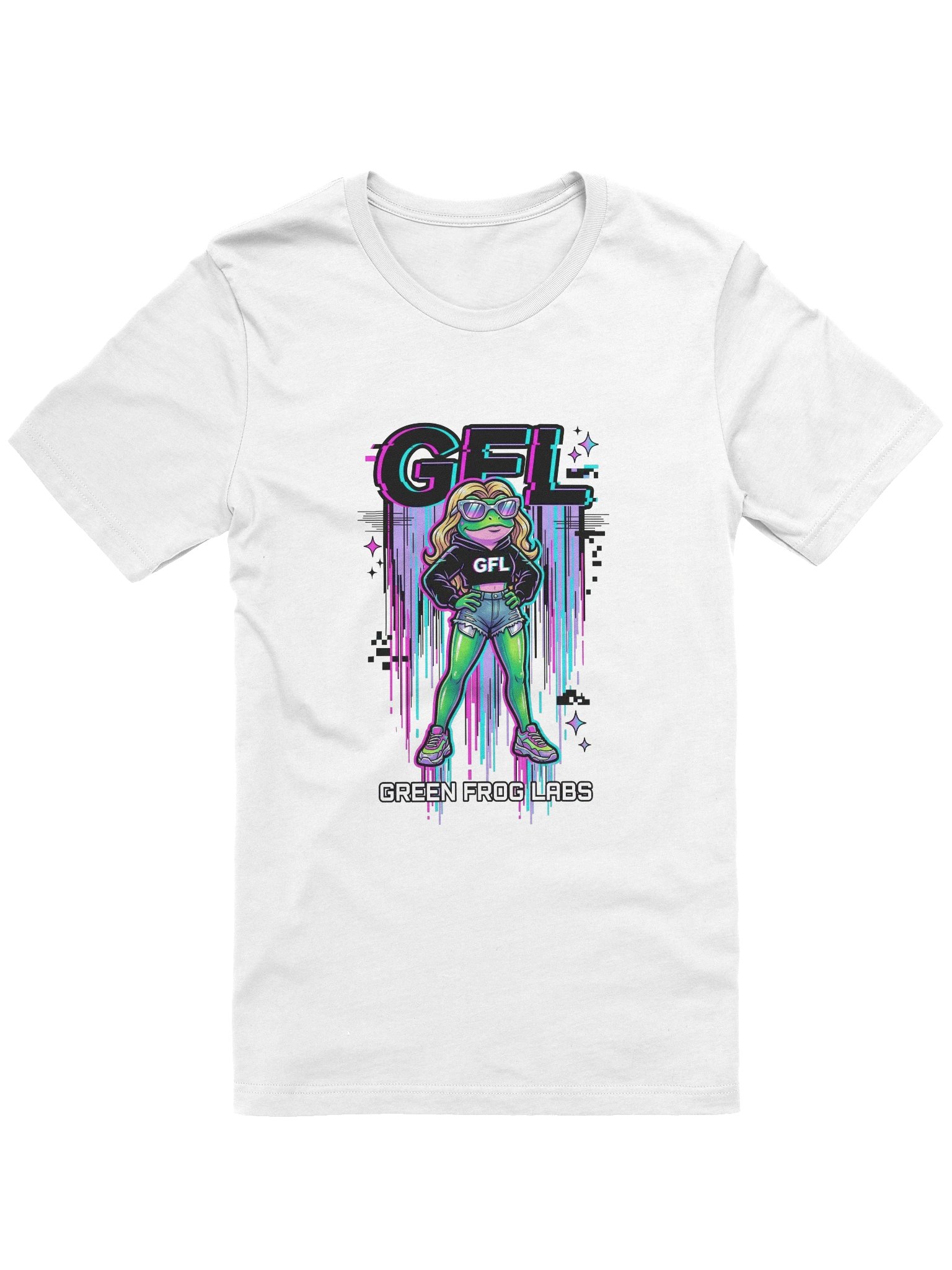 Y2K Glitch GFL Frog Women's Tee – Green Frog Labs product image (1)