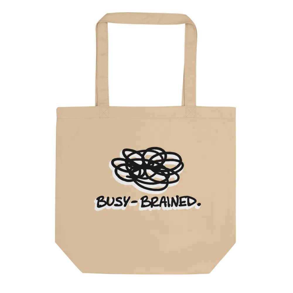 BUSY-BRAINED (shadow design) tote bag product image (1)