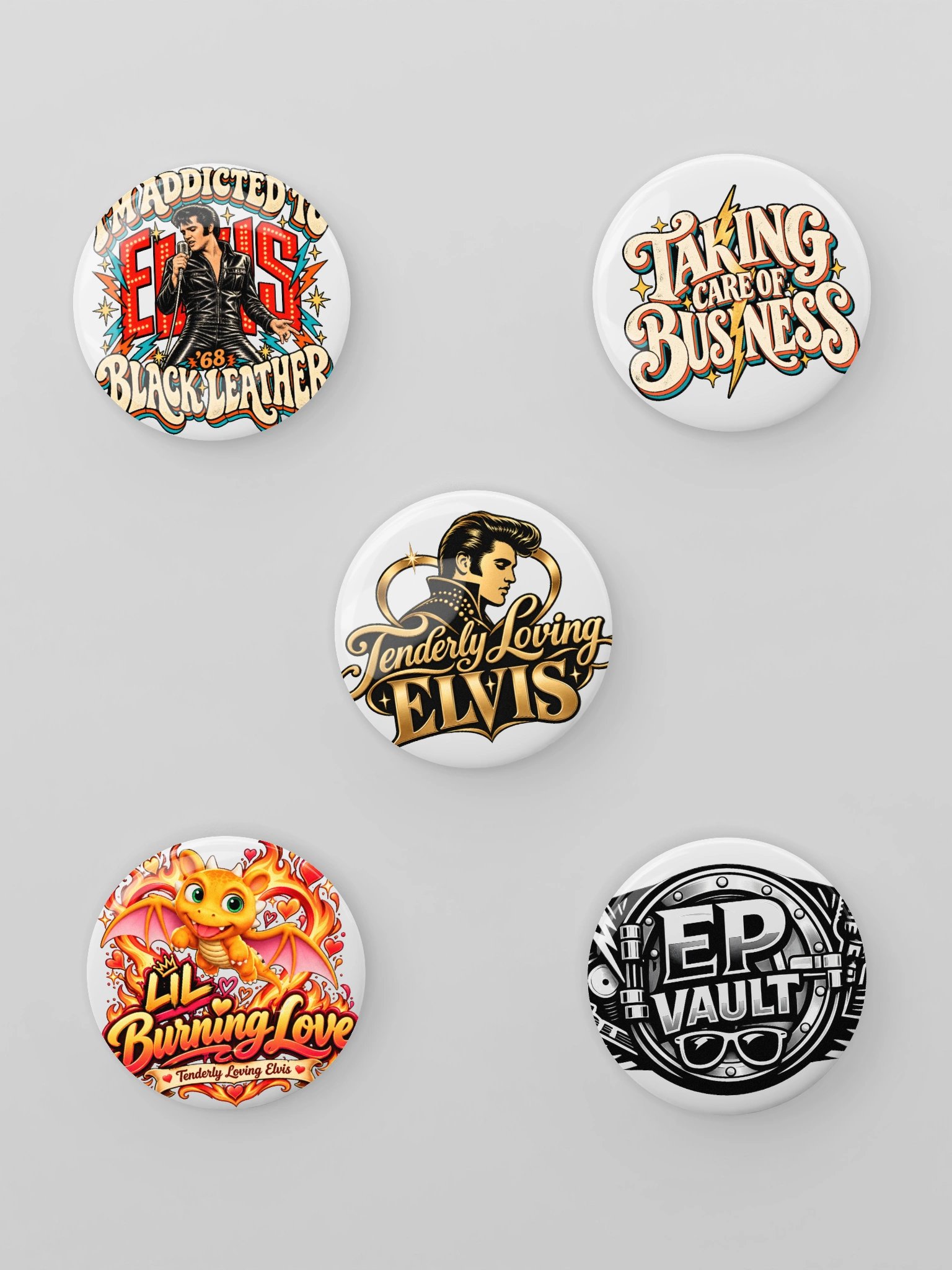 I’m Addicted to Elvis ’68 Pin Buttons Set product image (1)