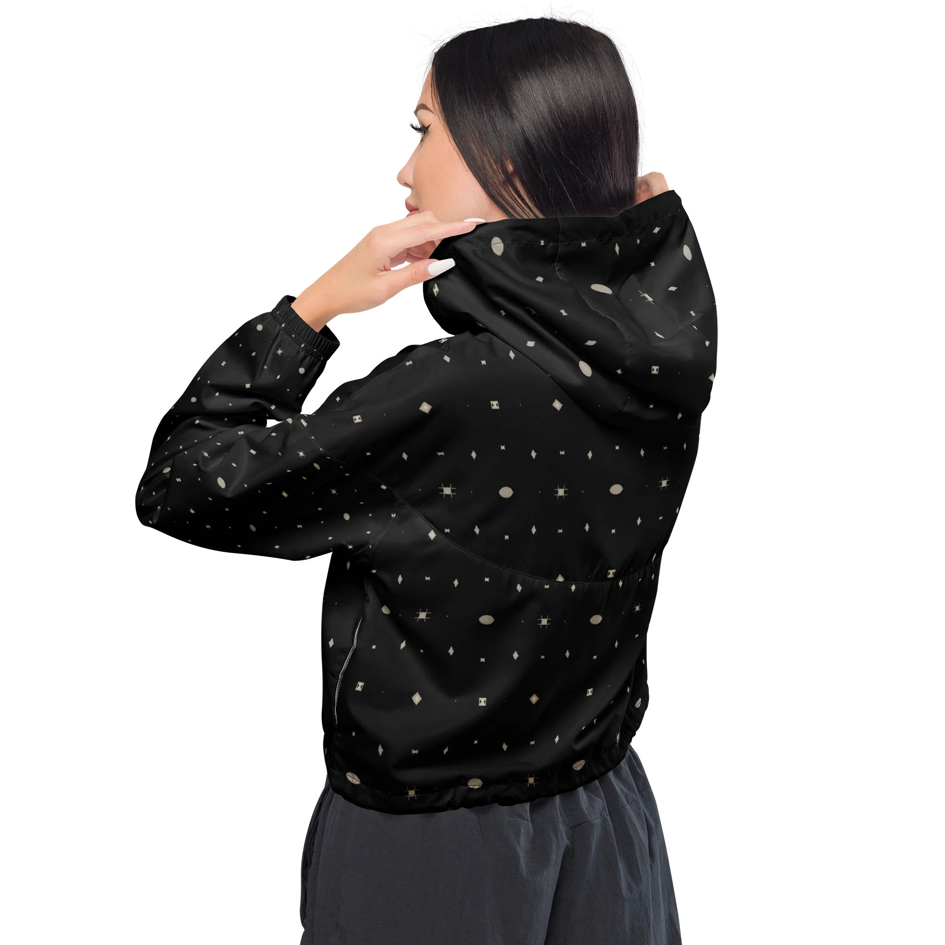 Geometric Dot Grid Women's Cropped Windbreaker product image (3)