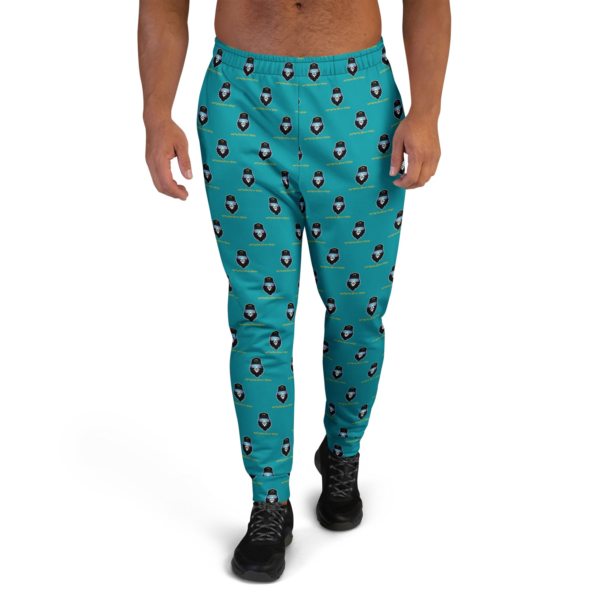 Synthsquatch Fitness Bigfoot Monogram Logo All-Over Print Men's Joggers (Teal) product image (2)