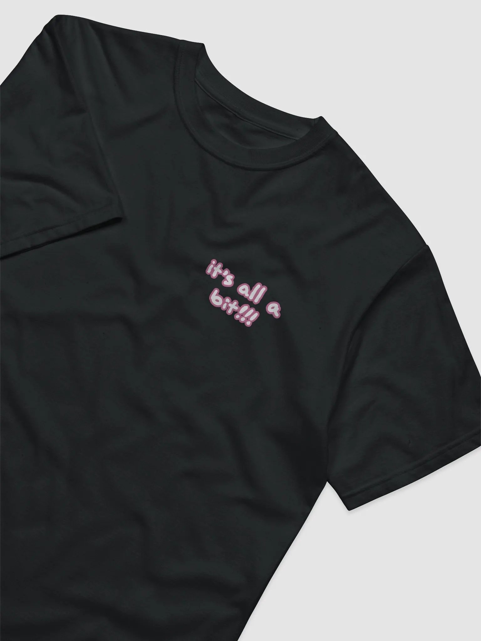“It’s all a bit!!!” (sm. lined design, #CB6398) unisex eco tee product image (1)