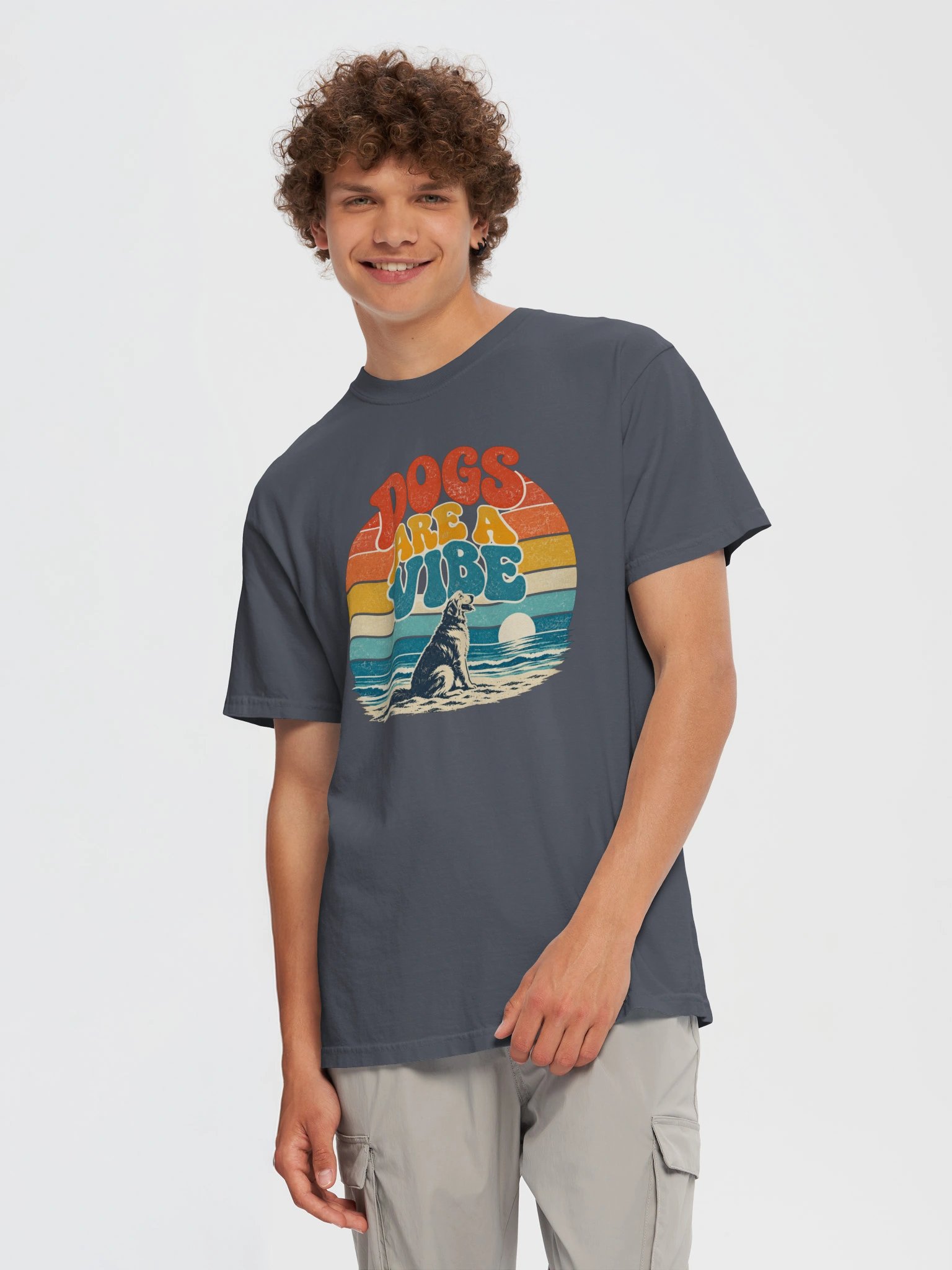 Retro Dog T-Shirt | Dogs Are a Vibe Shirt | Beach Dog Graphic Tee | Vintage Dog Lover Shirt product image (4)