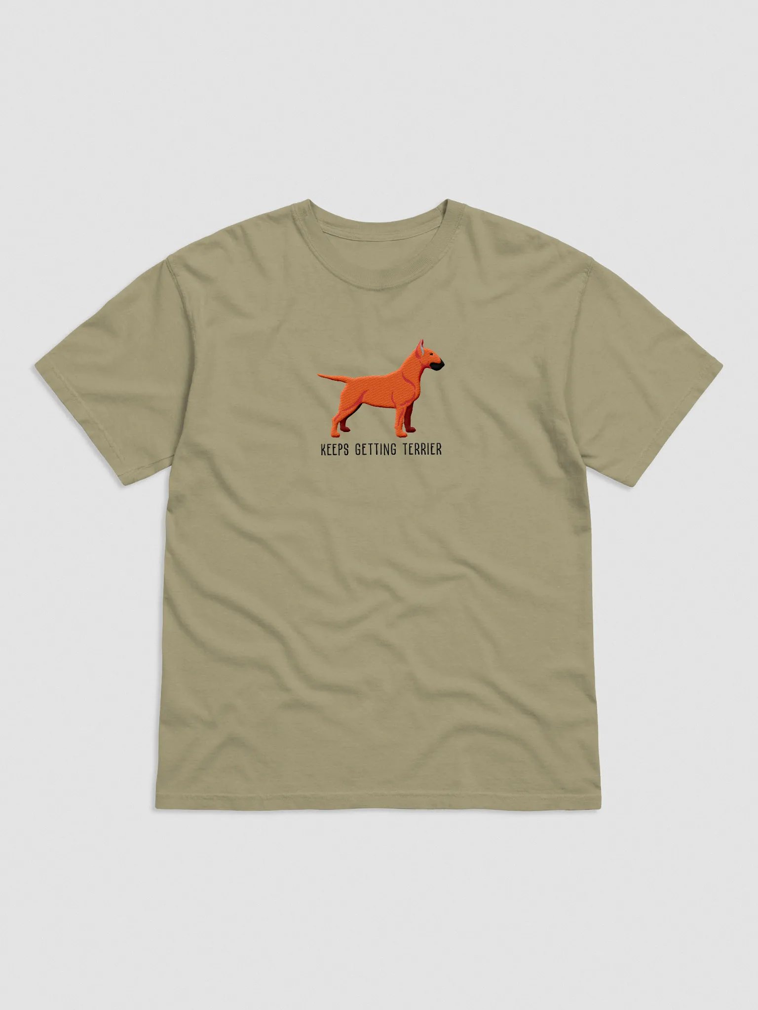 Keeps Getting Terrier T-Shirt(Embroidered) of an English Bull Terrier(Red) product image (4)