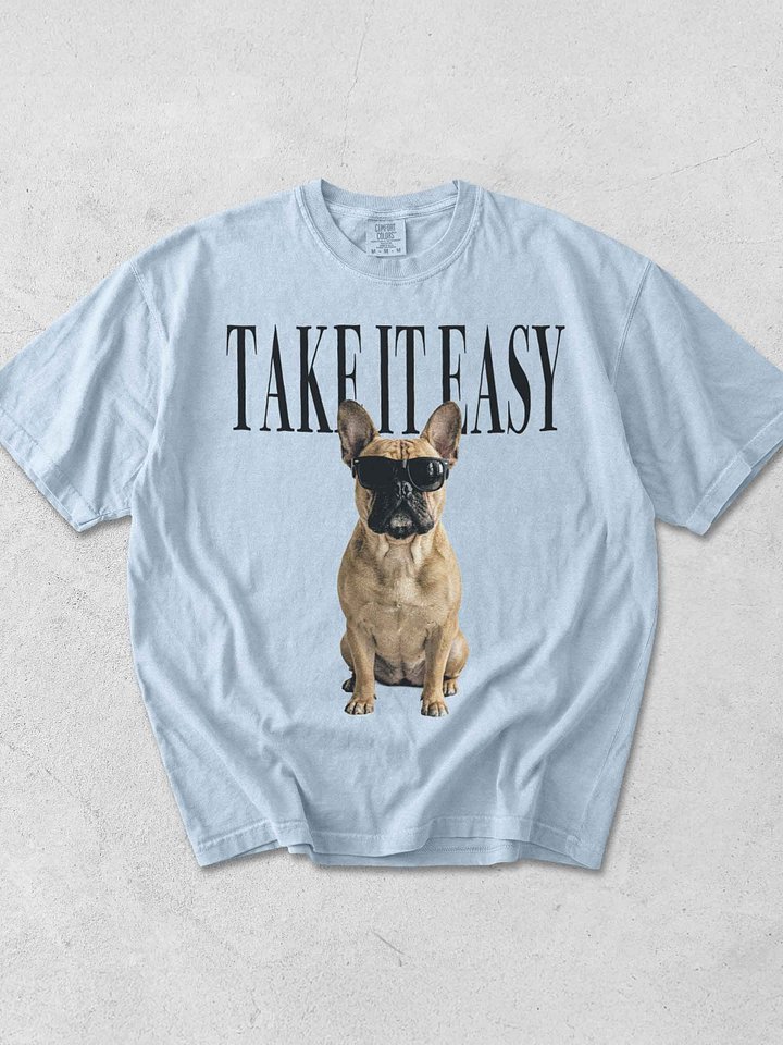 Take It Easy '90s Pop Vintage-Style T-Shirt for French Bulldog(Tan) Lovers product image (1)
