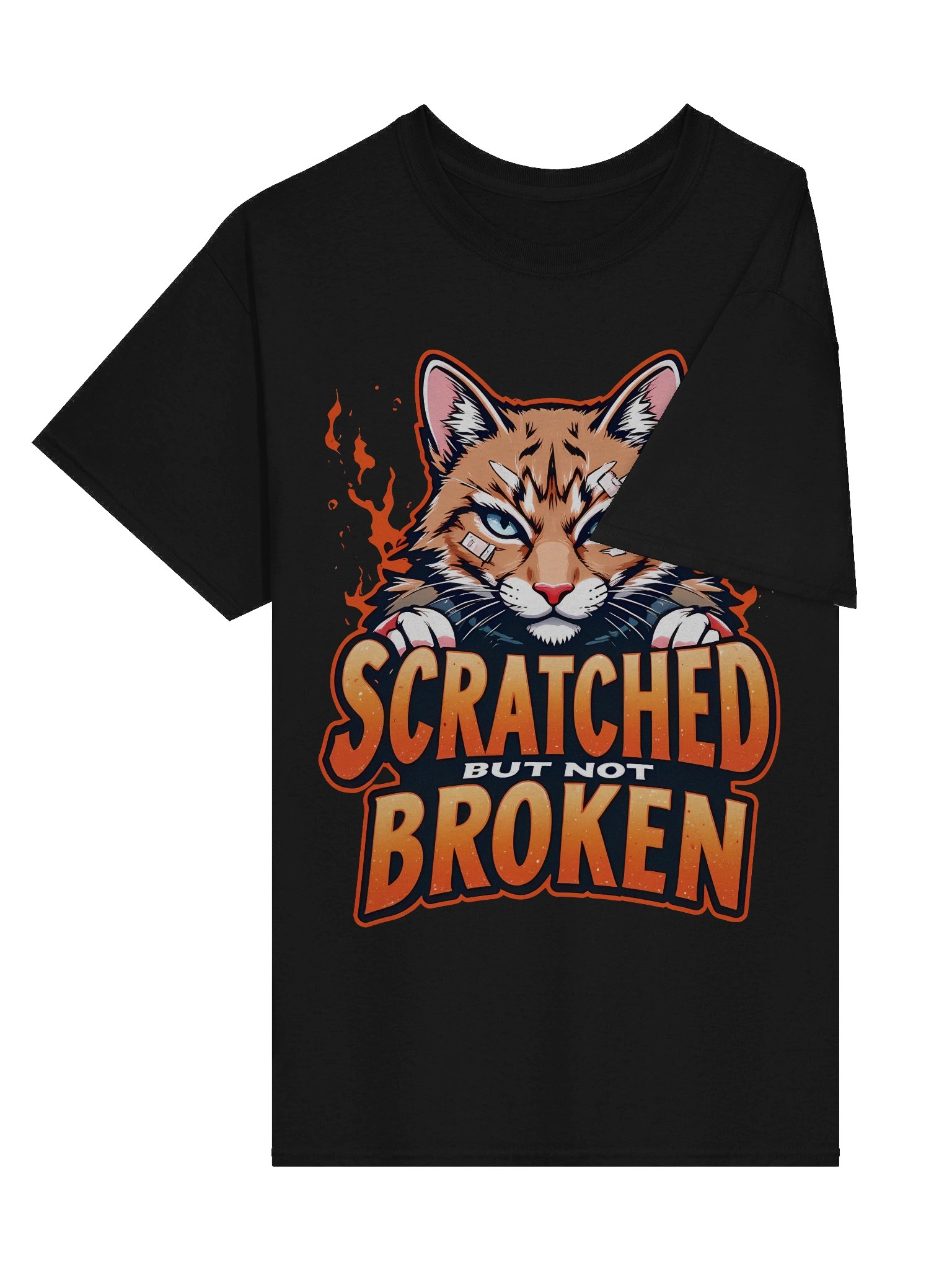 'Scratched But Not Broken' Motivational Cat T-Shirt - Fierce Resilience Tee product image (2)