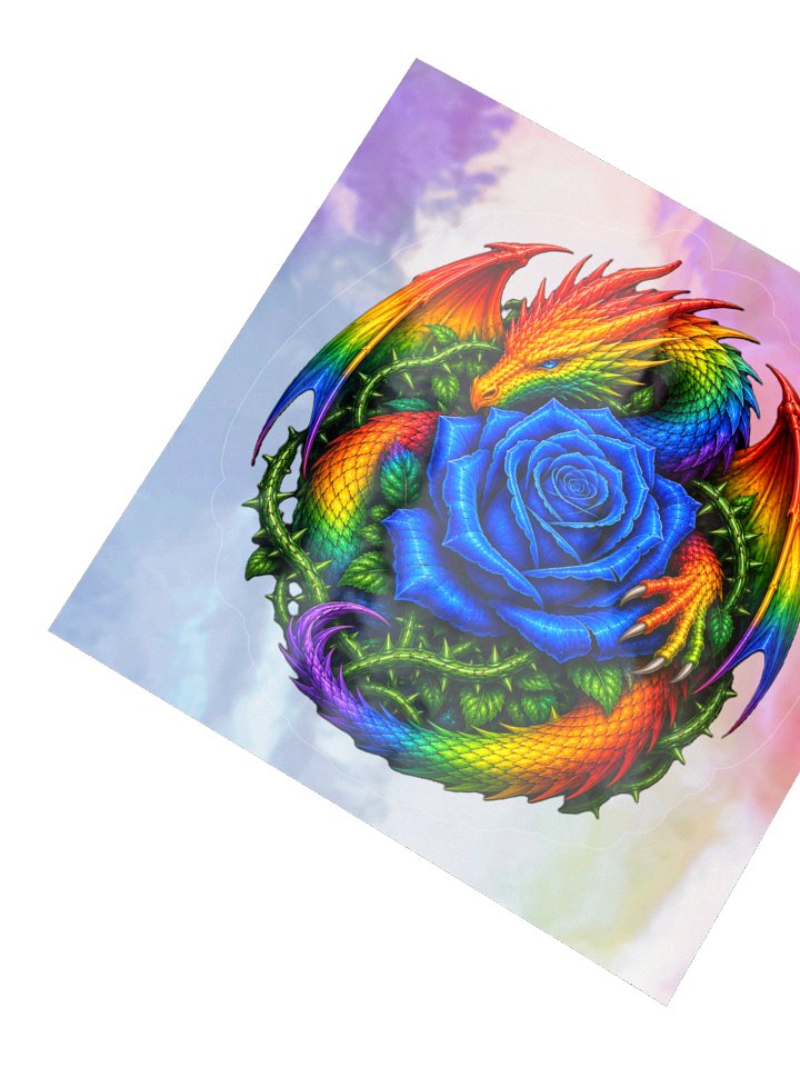 Rainbow Dragon & Blue Rose Holographic Sticker product image (5)