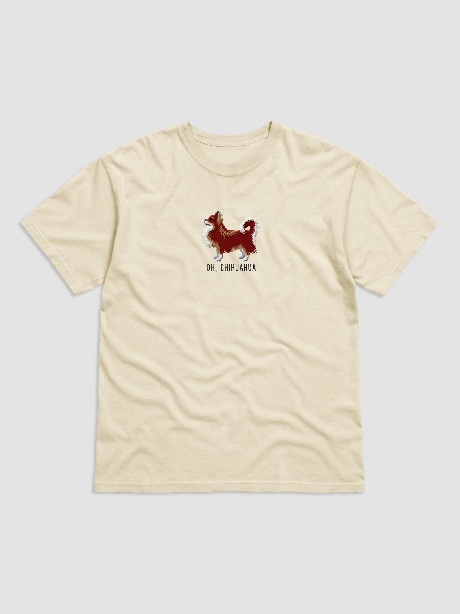 Oh, Chihuahua T-Shirt(Embroidered) of a Longhaired Chihuahua(Red Tricolor) product image (4)