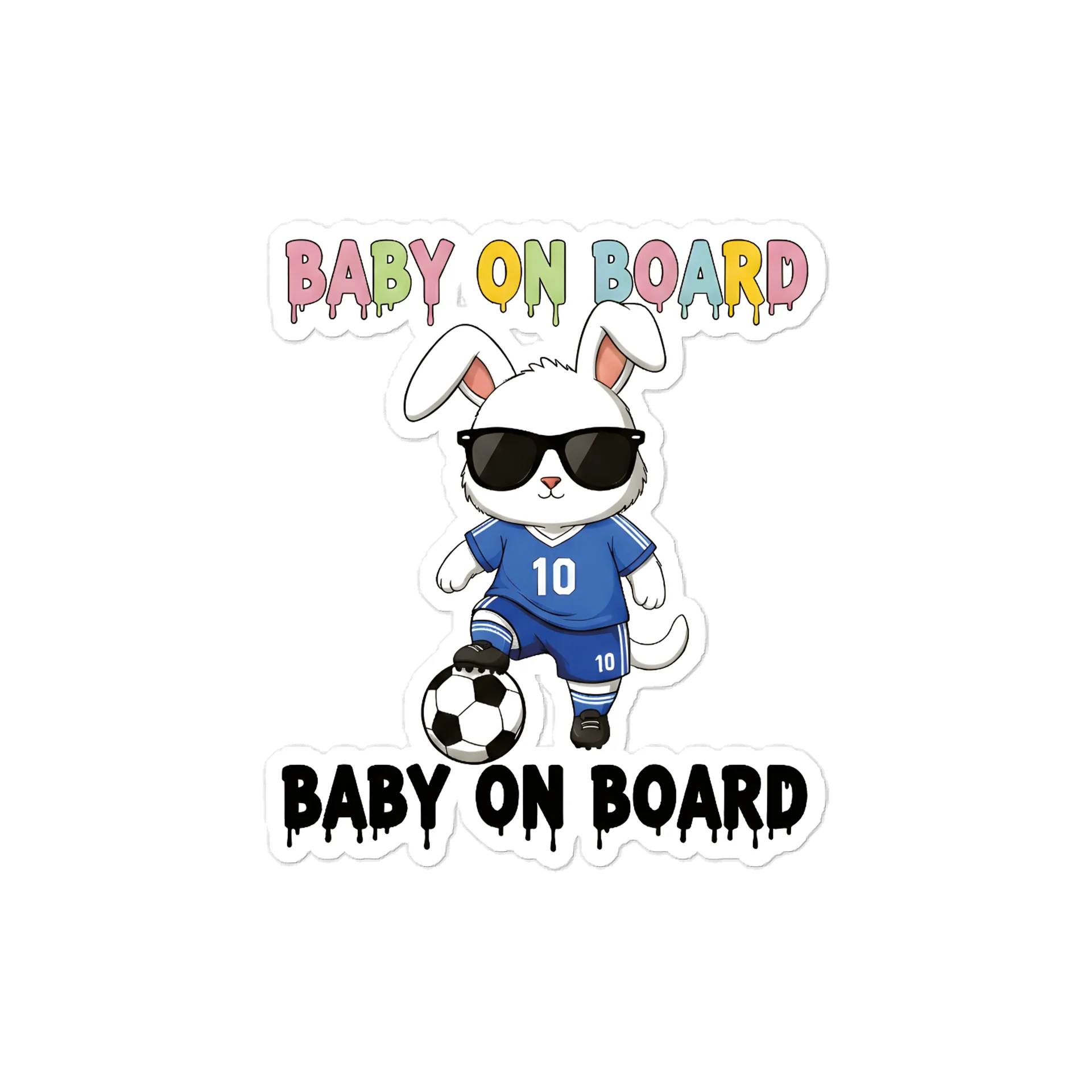 Funny Bunny Soccer Baby on Board Sticker - 5x5 Weatherproof Vinyl Car Decal - Cute Bunny Soccer Mom and Soccer Dad Gift product image (1)