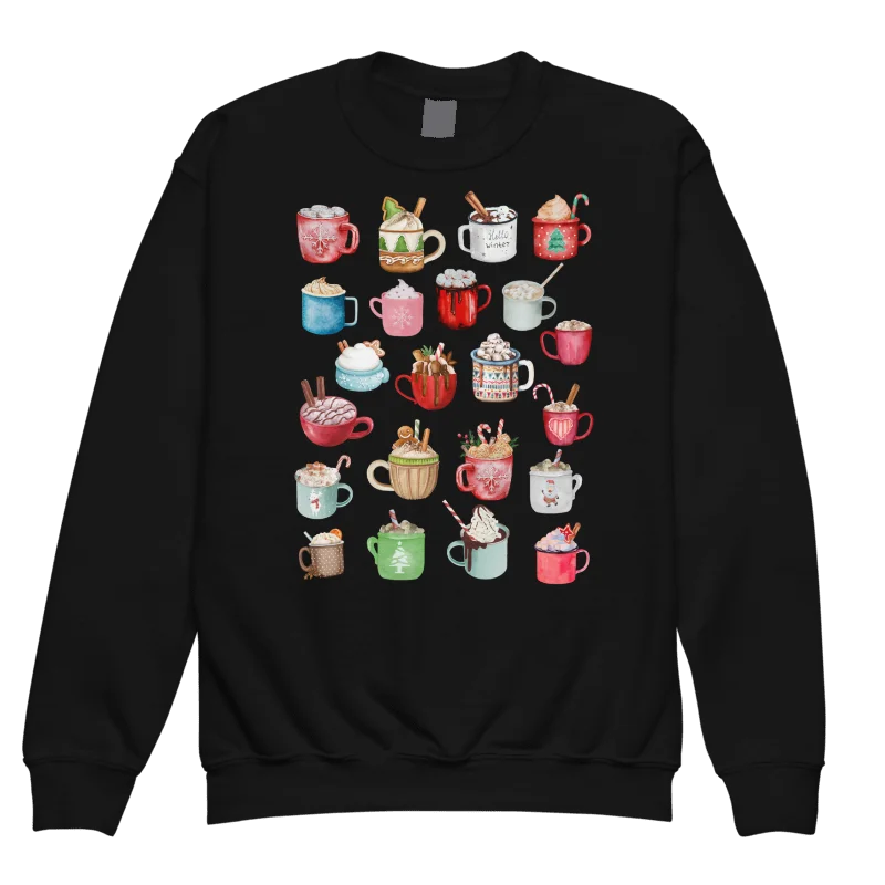 Hot Cocoa Collage Winter Youth Crewneck Sweatshirt product image (4)