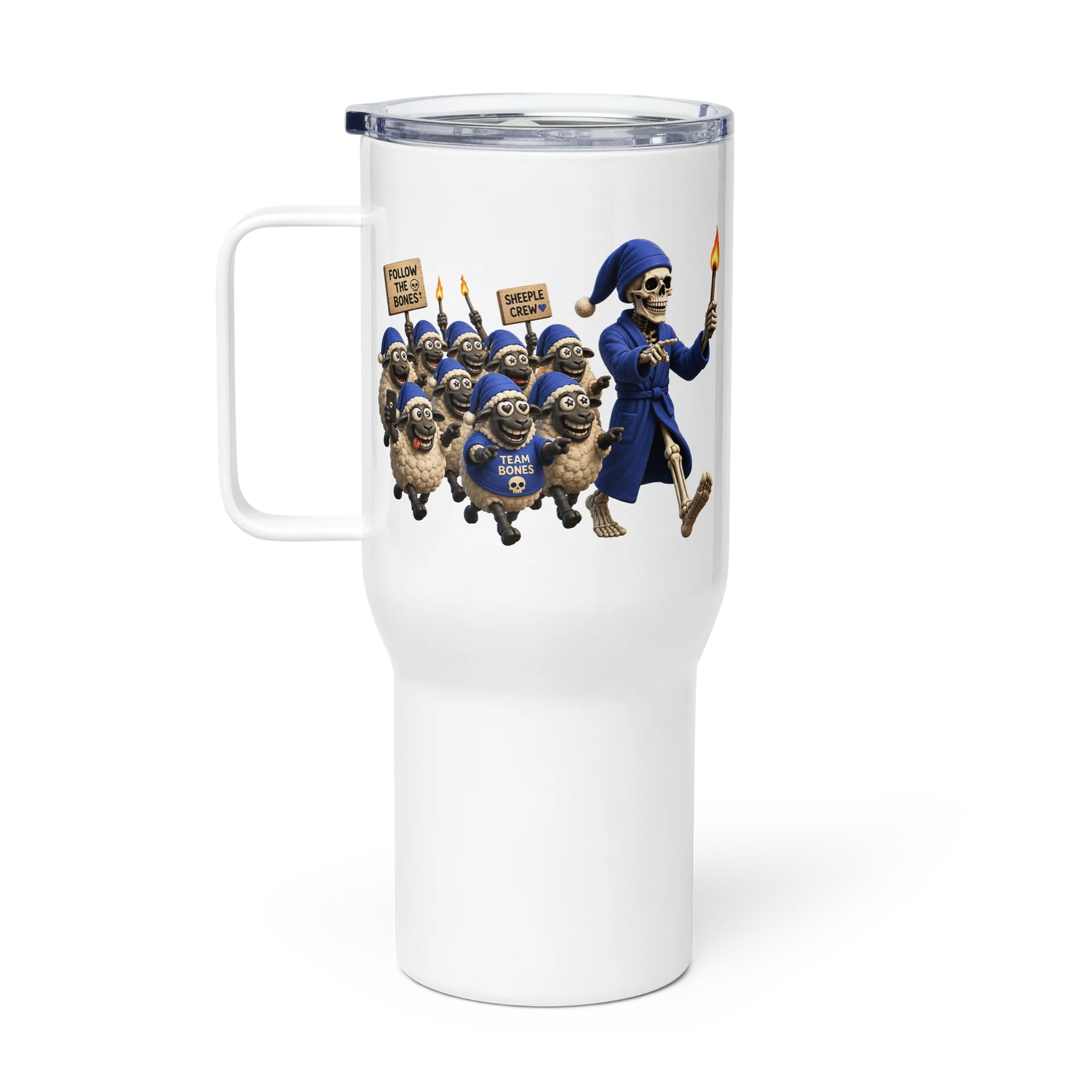 ''Sheeples Follow The Bones'' Travel Mug with a Handle product image (1)