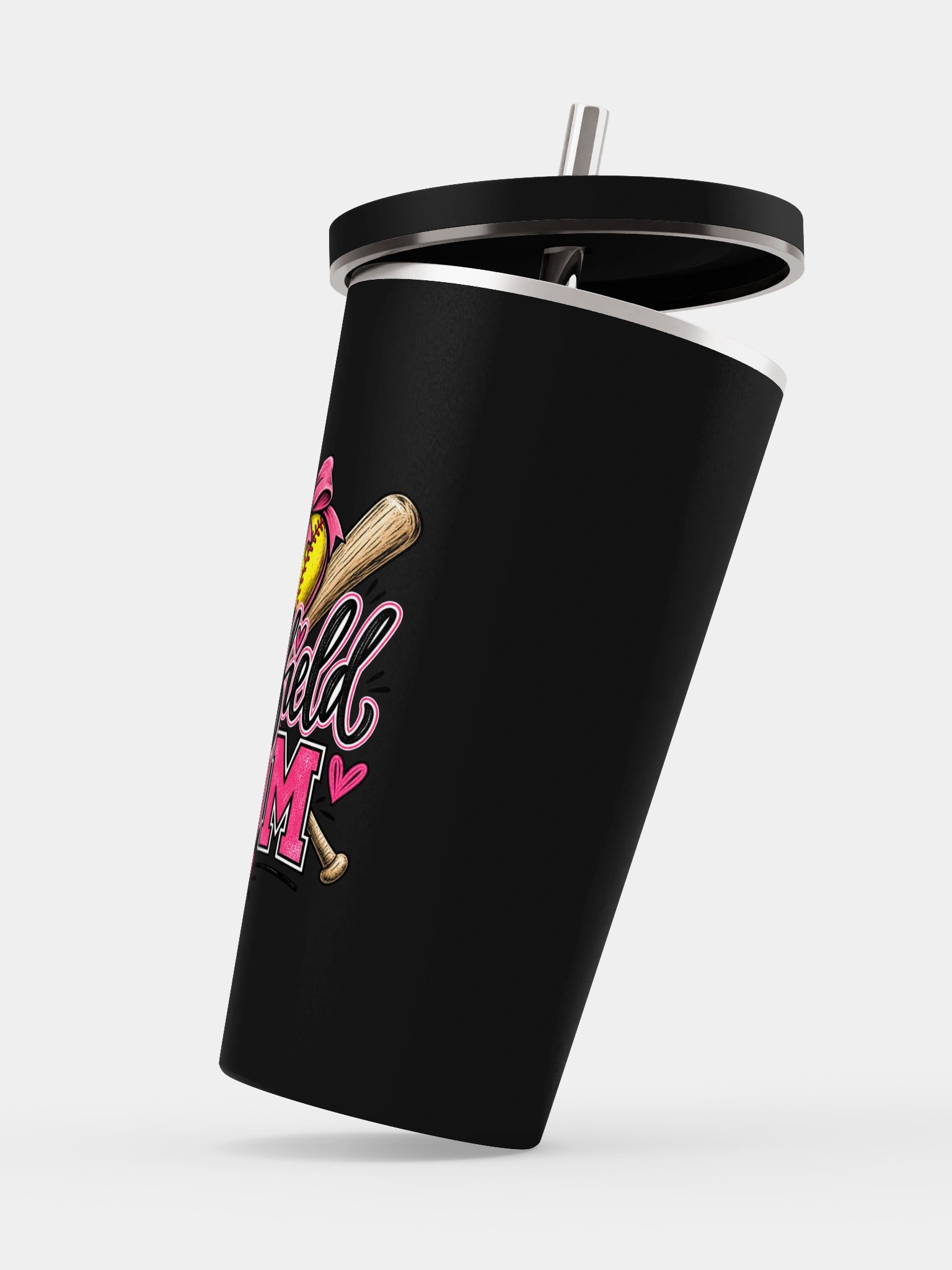Ballfield Mom Baseball & Softball Bow Tumbler | Cup with Straw product image (3)