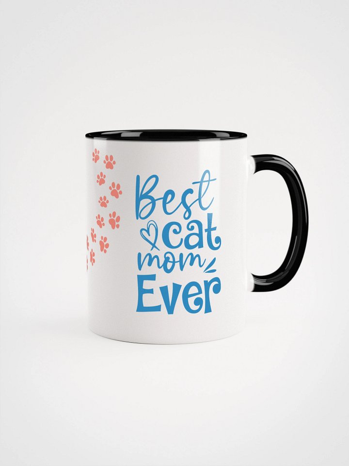 Best Cat Mom Ever Black Cat Art Ceramic Mug with Color Interior product image (2)