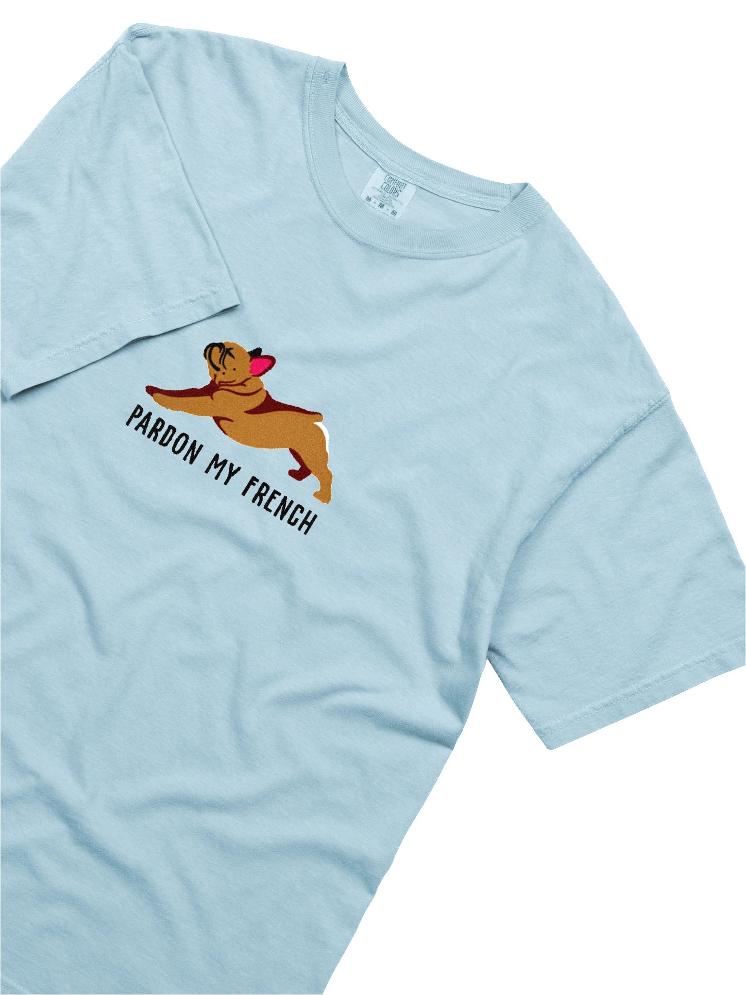 Pardon My French T-Shirt(Embroidered) of a French Bulldog(Tan) product image (8)