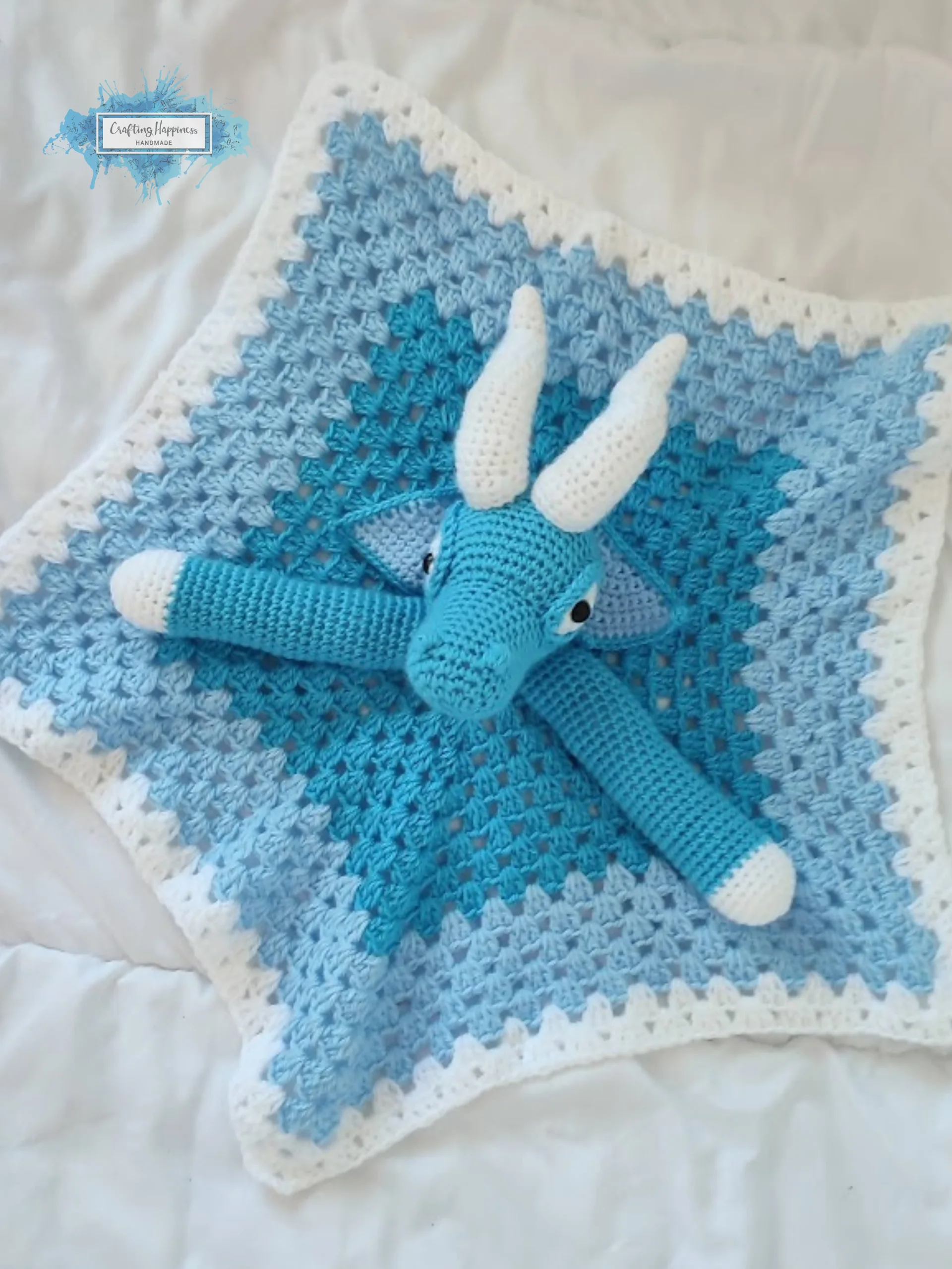 Blizzard Ice Dragon Crochet Lovey Pattern | Amigurumi Toy (PDF Pattern) - Crafting Happiness product image (4)