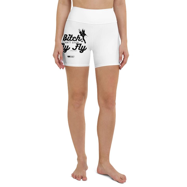 "B Can't Stop My Fly" Yoga Shorts in White product image (2)