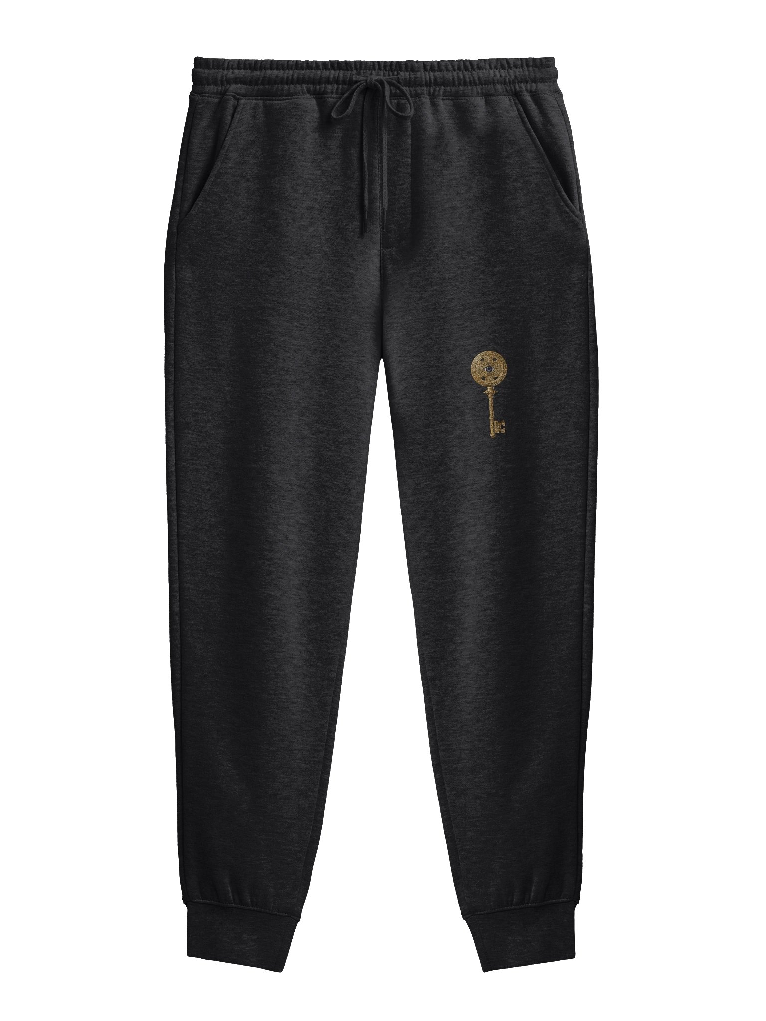 The Gatekeeper’s Key Midweight Fleece Pant – Front Thigh & Back Lower Leg Print | Black | product image (1)