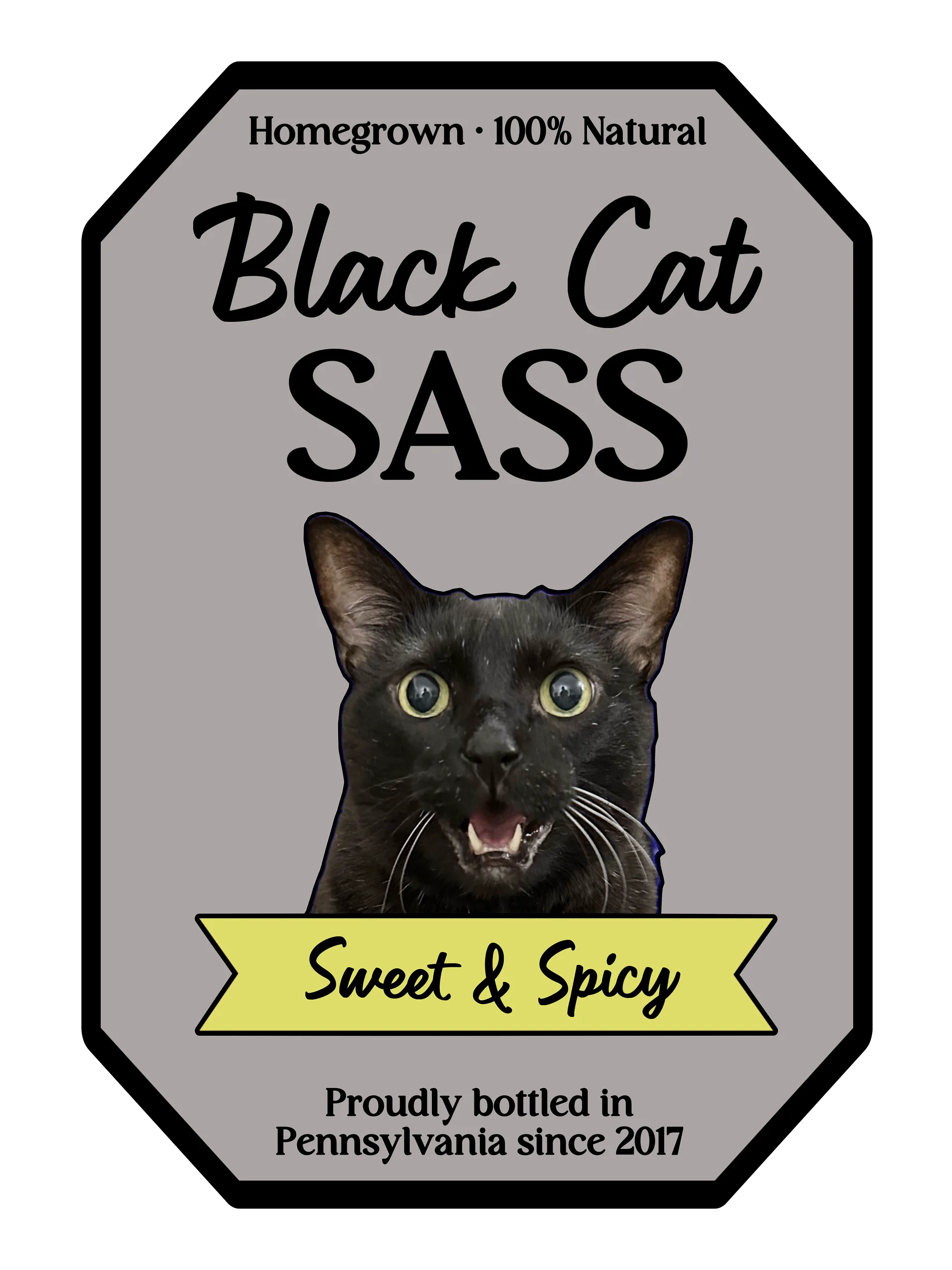 Black Cat Sass bottle label sticker product image (1)