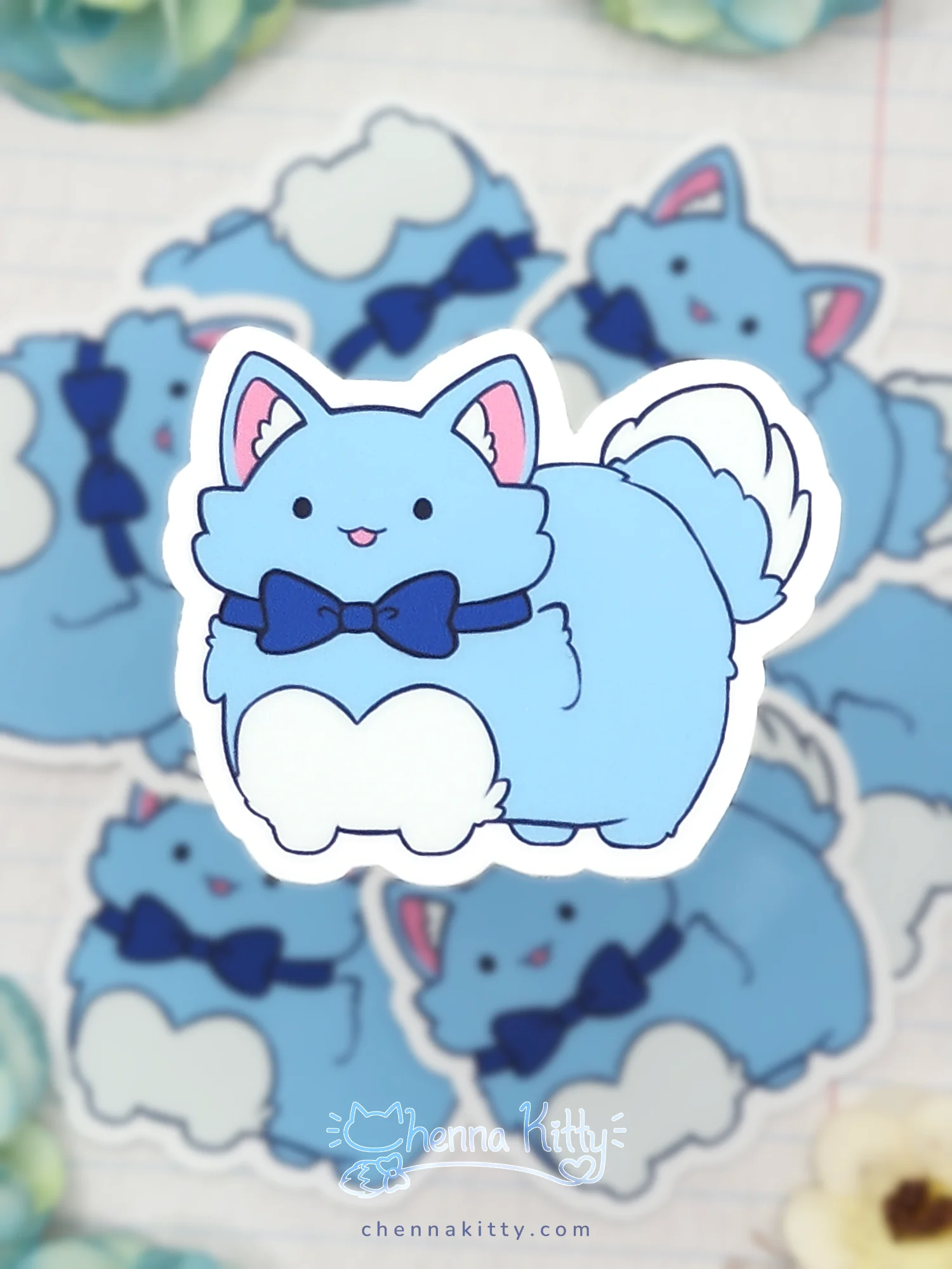 Chennizen - Fluffy Blue Cat Vinyl Sticker product image (1)