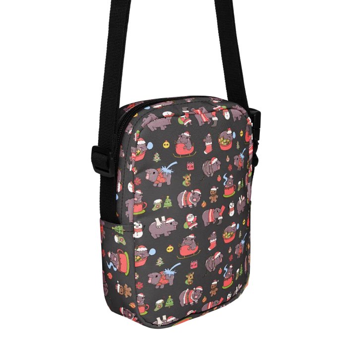 MOODENG'S BLACK CHRISTMAS UTILITY CROSSBODY BAG! product image (2)