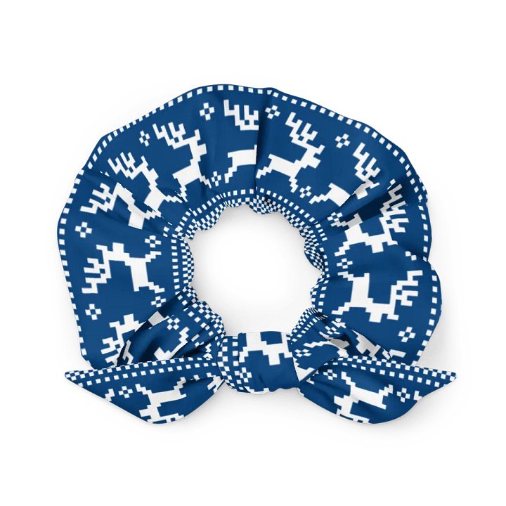 Winter Blue Reindeer Scrunchie with Bow product image (1)