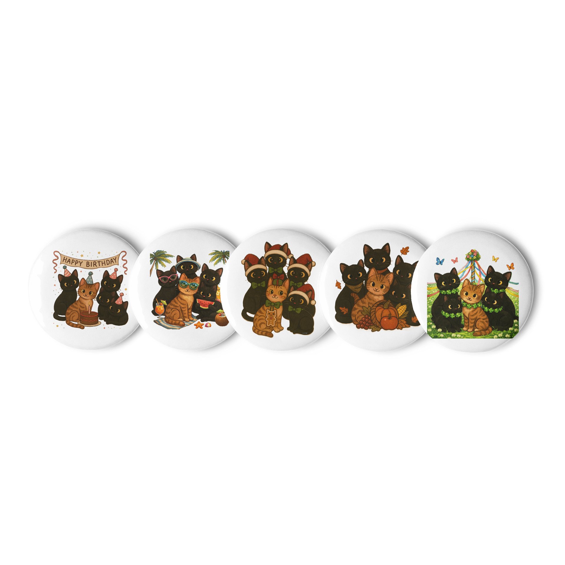 Cat Brigade seasons Pin Button Set product image (1)
