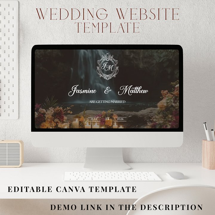 Wedding Website Template Canva | Vintage Wedding | Editable RSVP Site | Digital Invitation Website | Elegant Wedding Design product image (1)