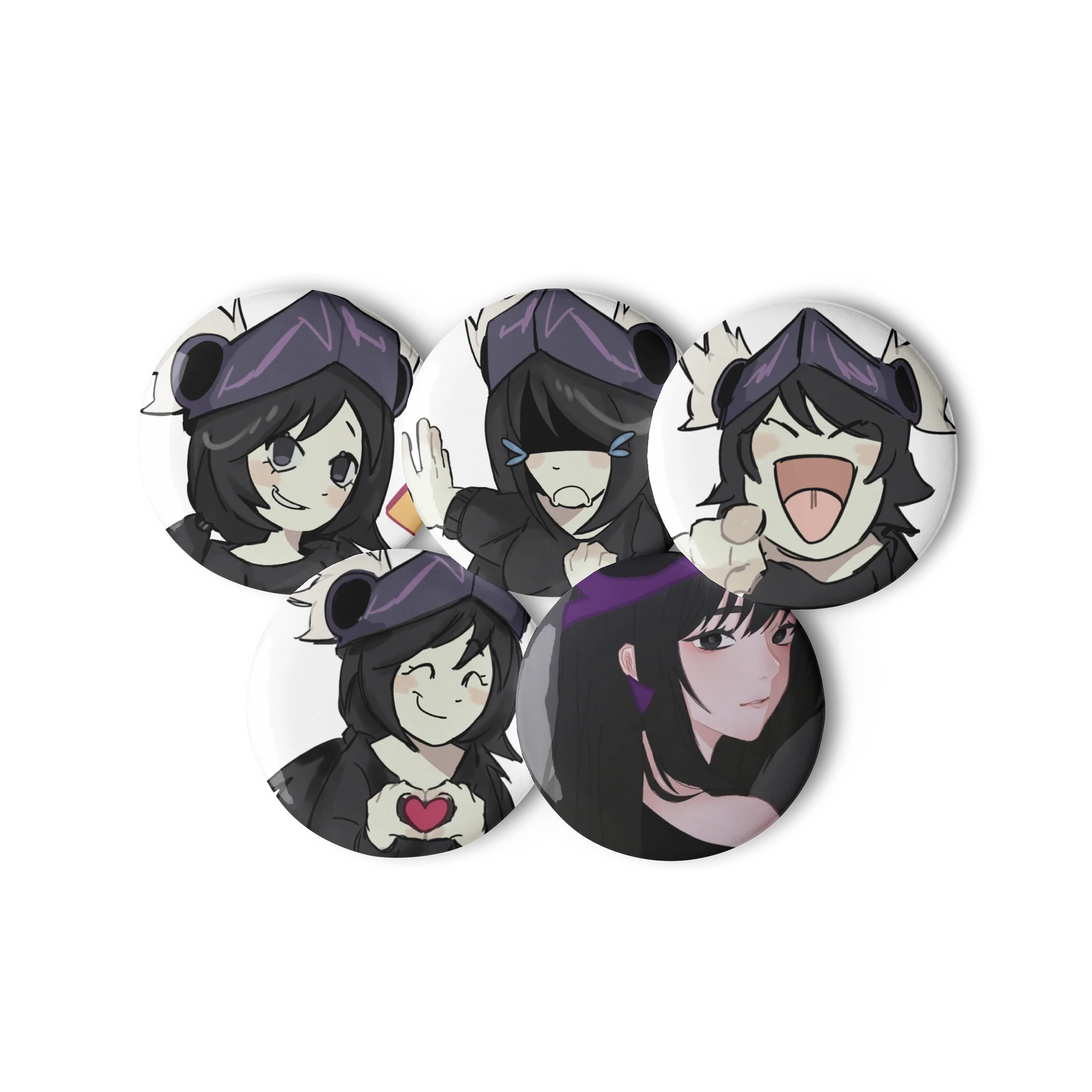 Unozz Pin Set - Set of 5 Aesthetic Anime & Gamer Character Buttons product image (2)