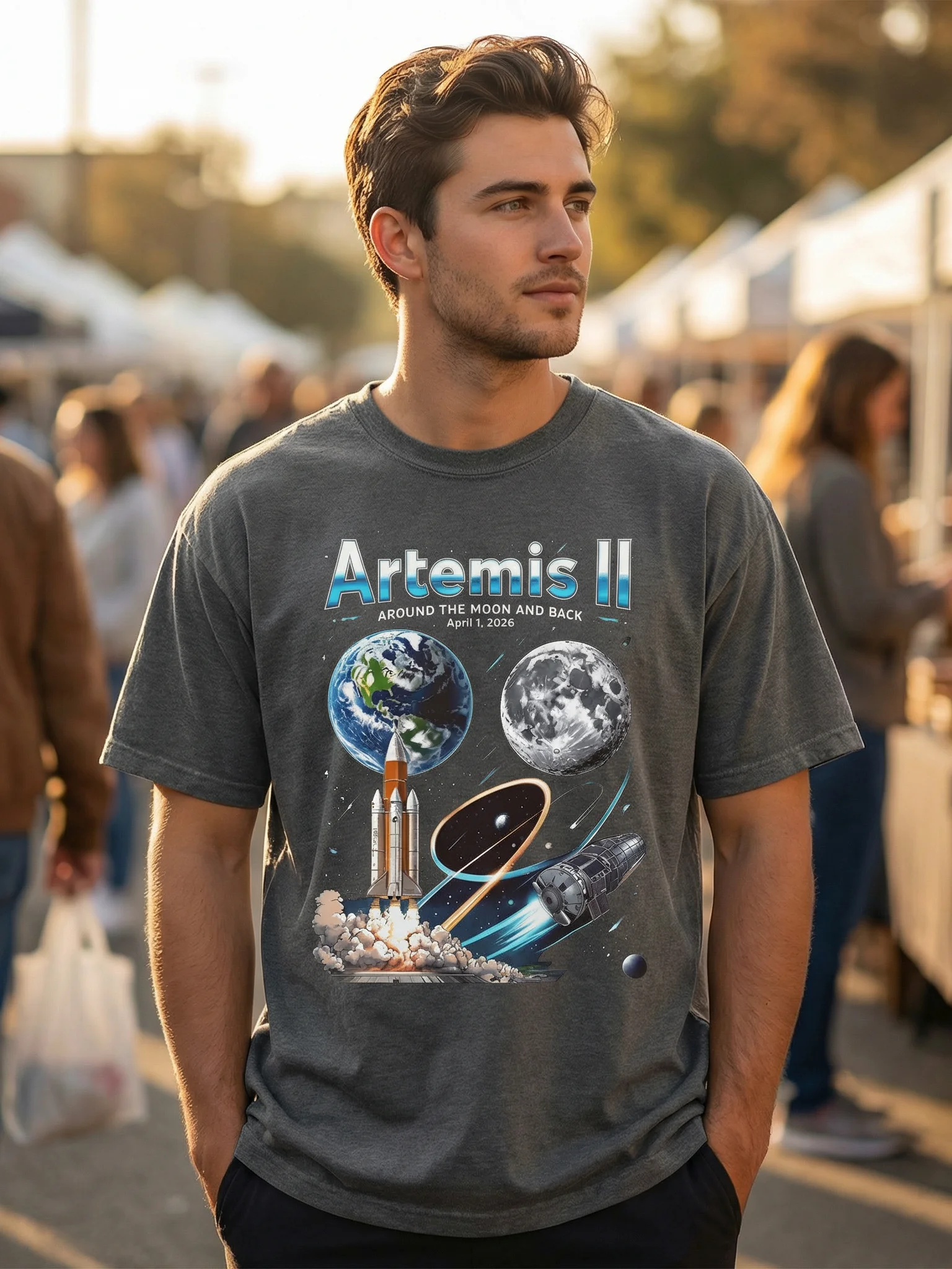 Artemis II Space Mission T-Shirt Moon Rocket Graphic Tee product image (4)